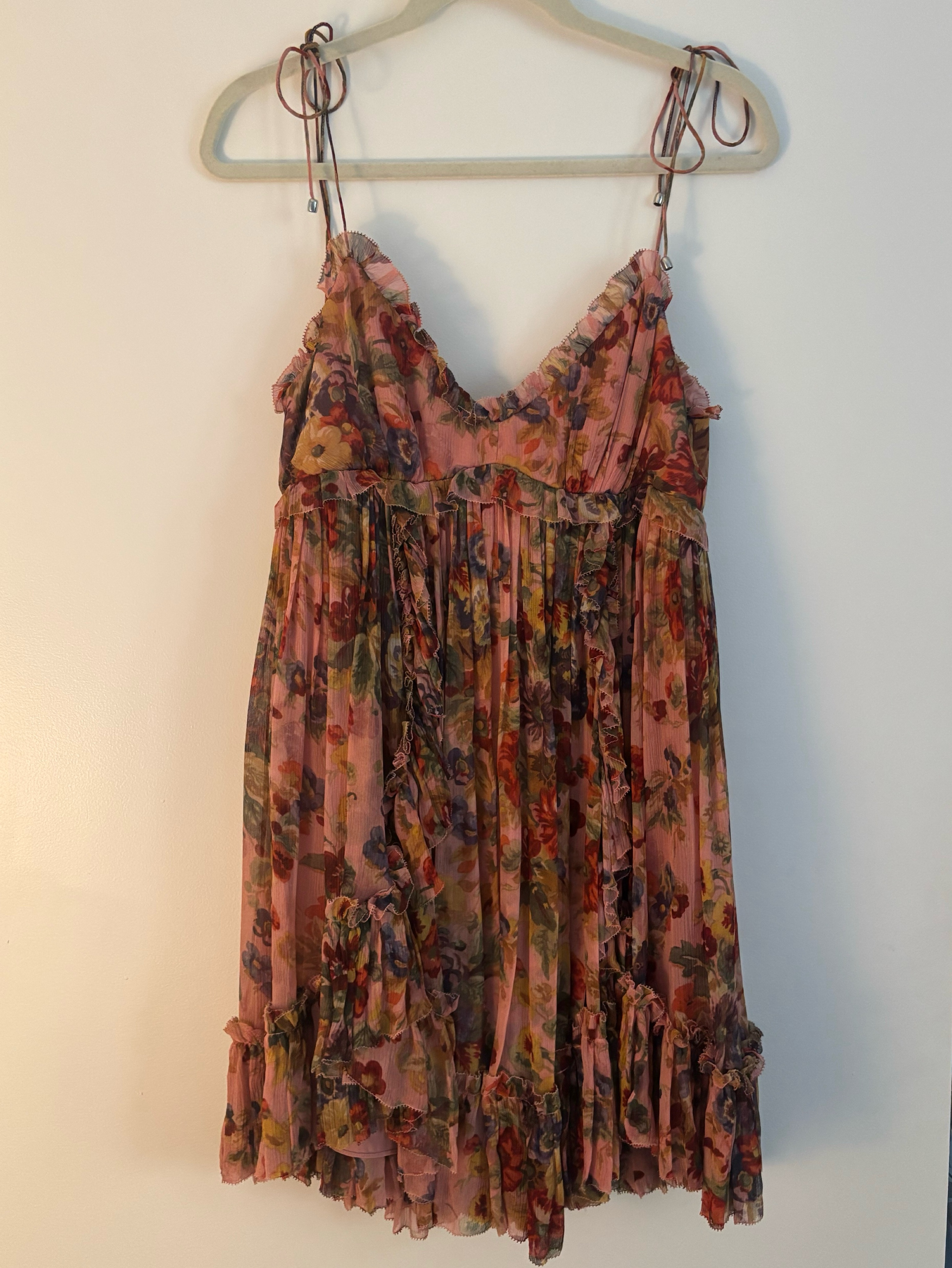 ZIMMERMANN Lovelorn Frill Mini Dress in Pink Floral by Zimmermann