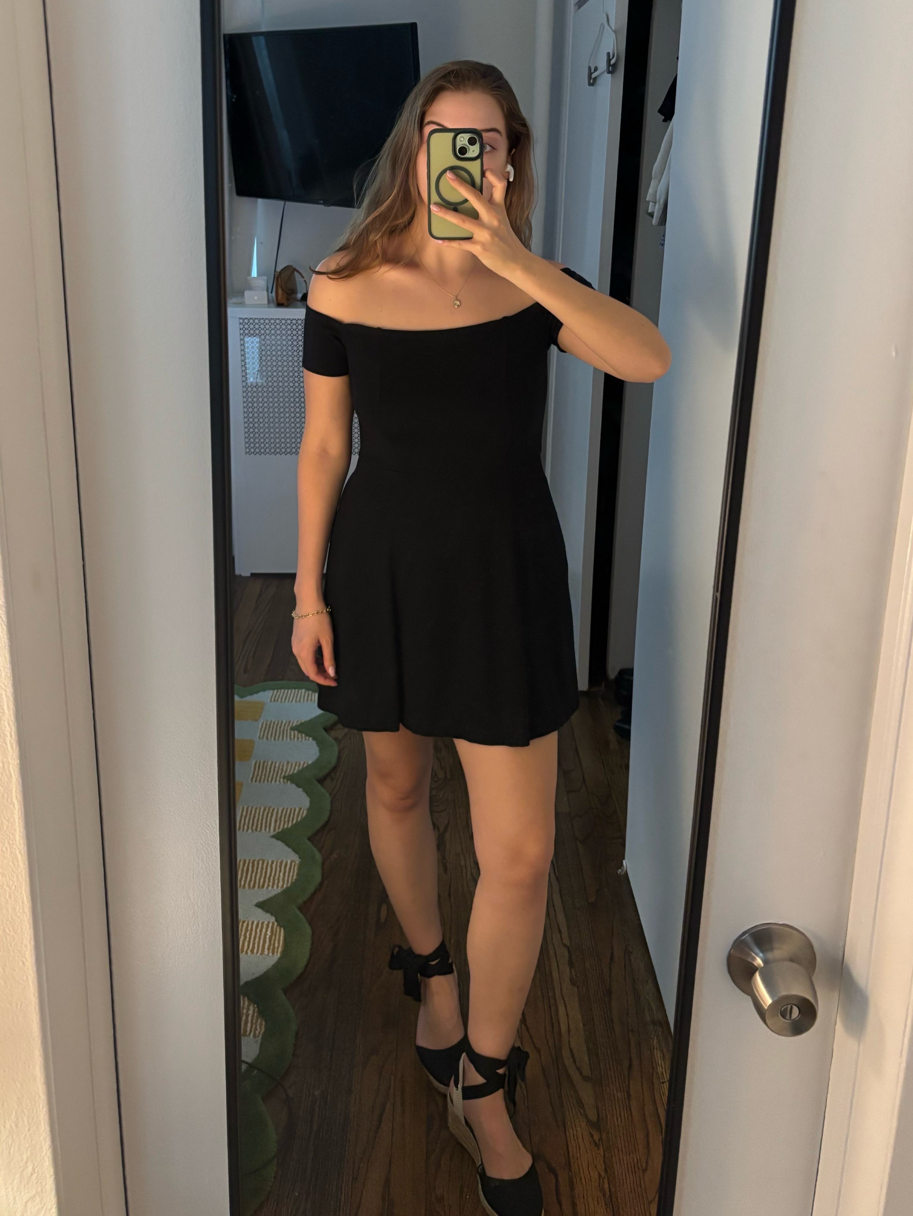 Free People Off the Shoulder Mini Dress in Black