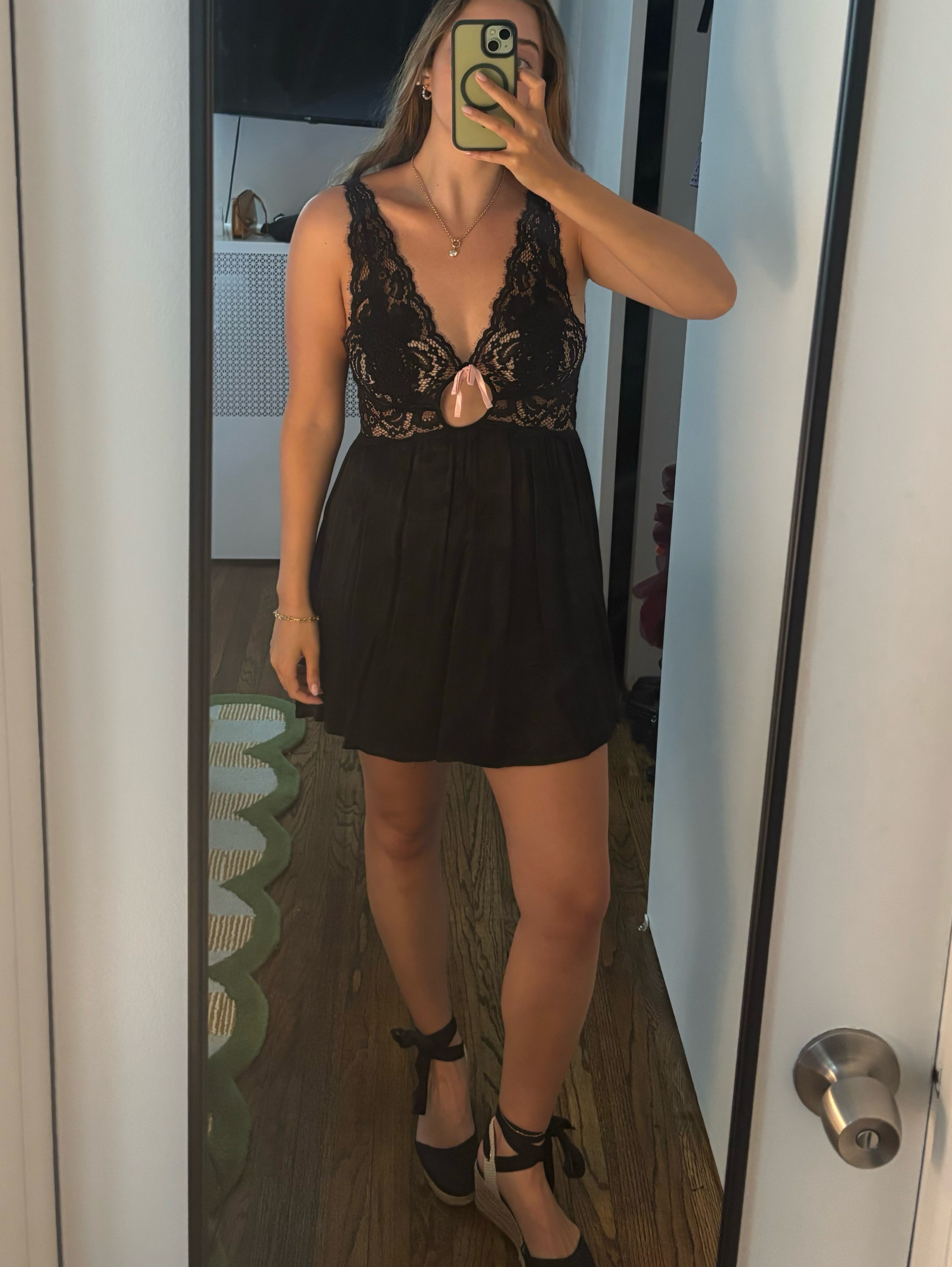 For Love and Lemons x Victoria’s Secret Noelle Slip Dress in Black