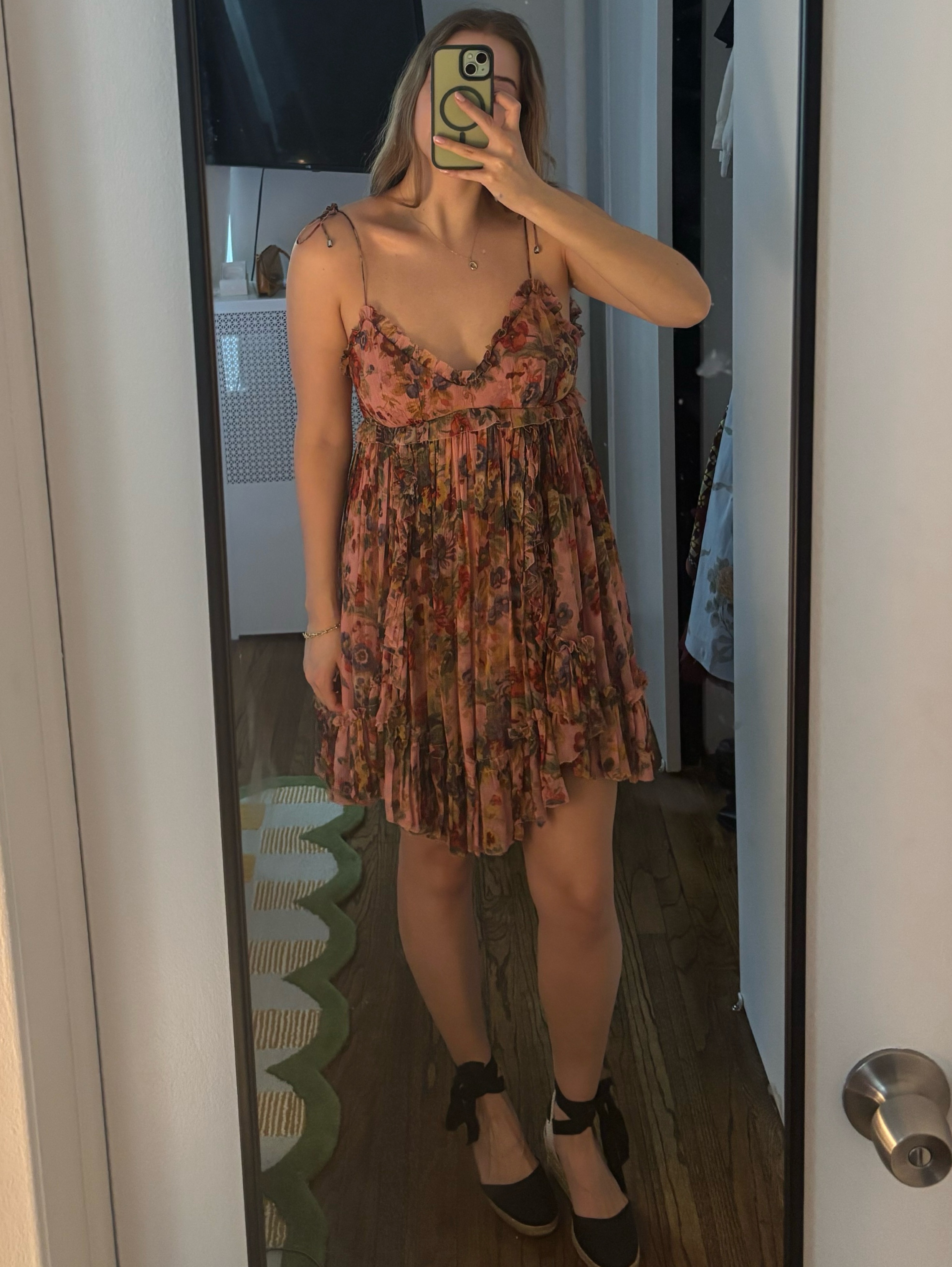lovelorn frill mini dress Zimmermann Lovelorn Frill Mini Dress in Pink Floral
