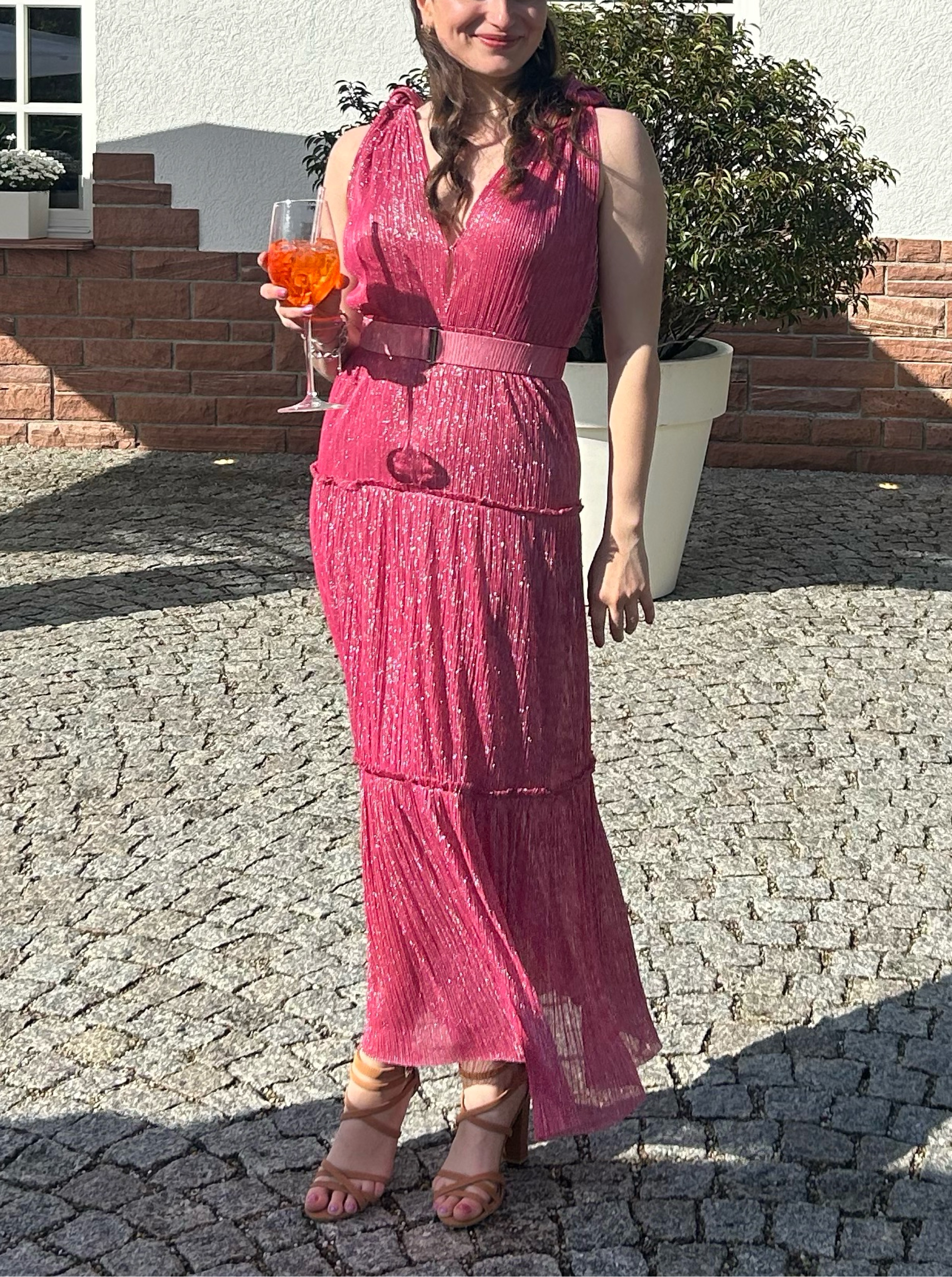 Sabina Musayev Helena Metallic Tiered Maxi Dress, NO BELT by