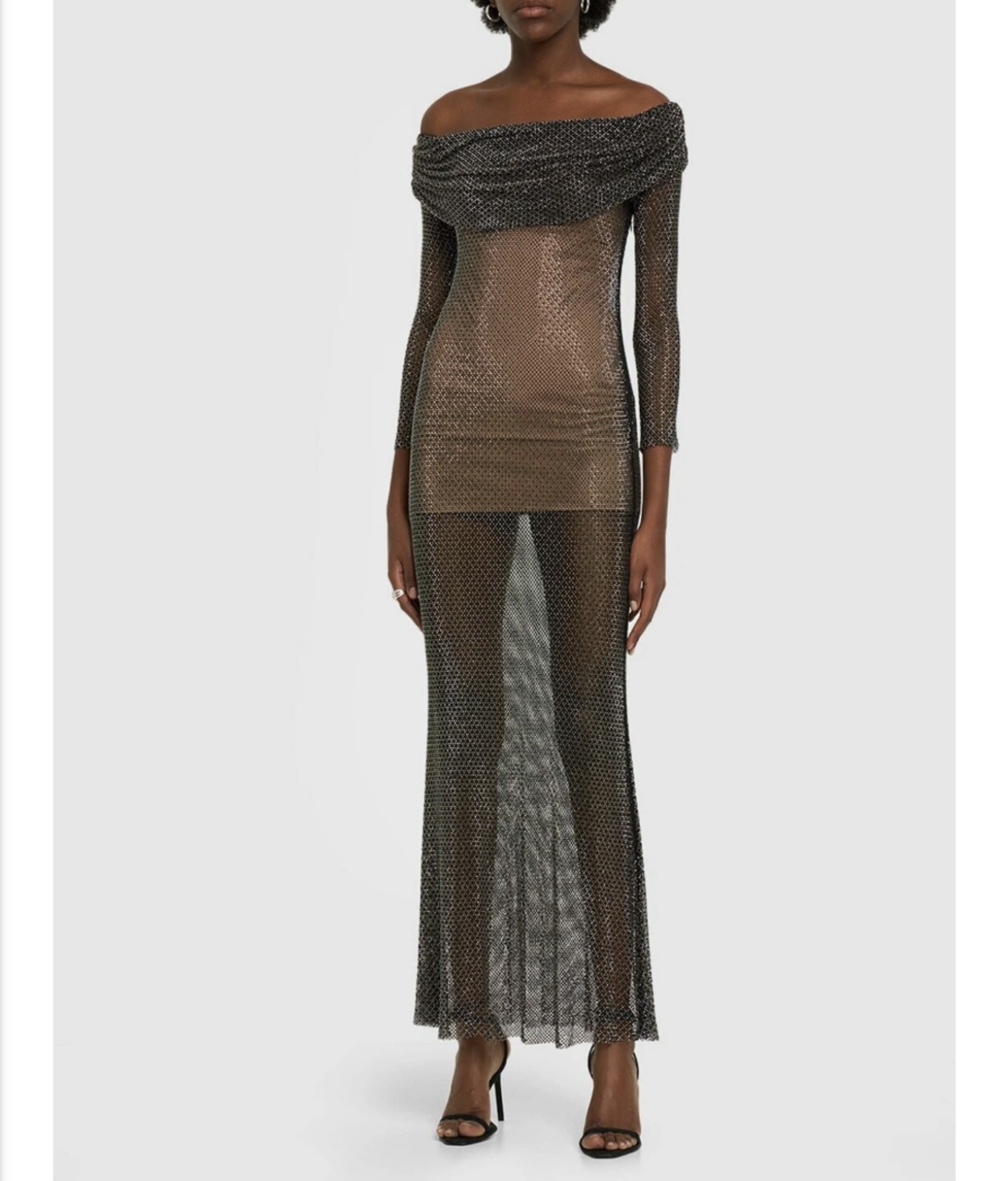 Self-Portrait Embellished Fishnet Maxi Dress