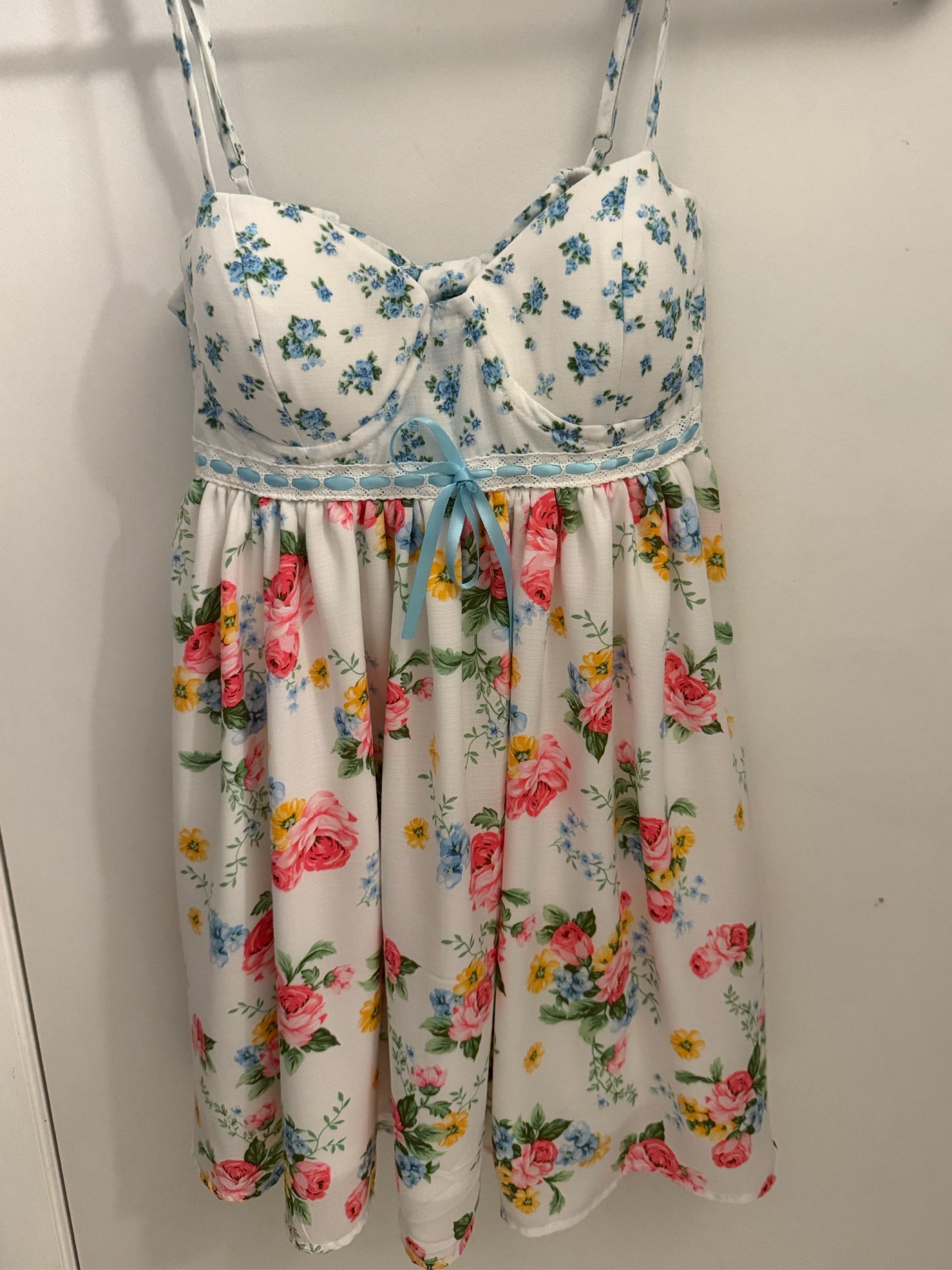 Cream Floral Print Mini Dress