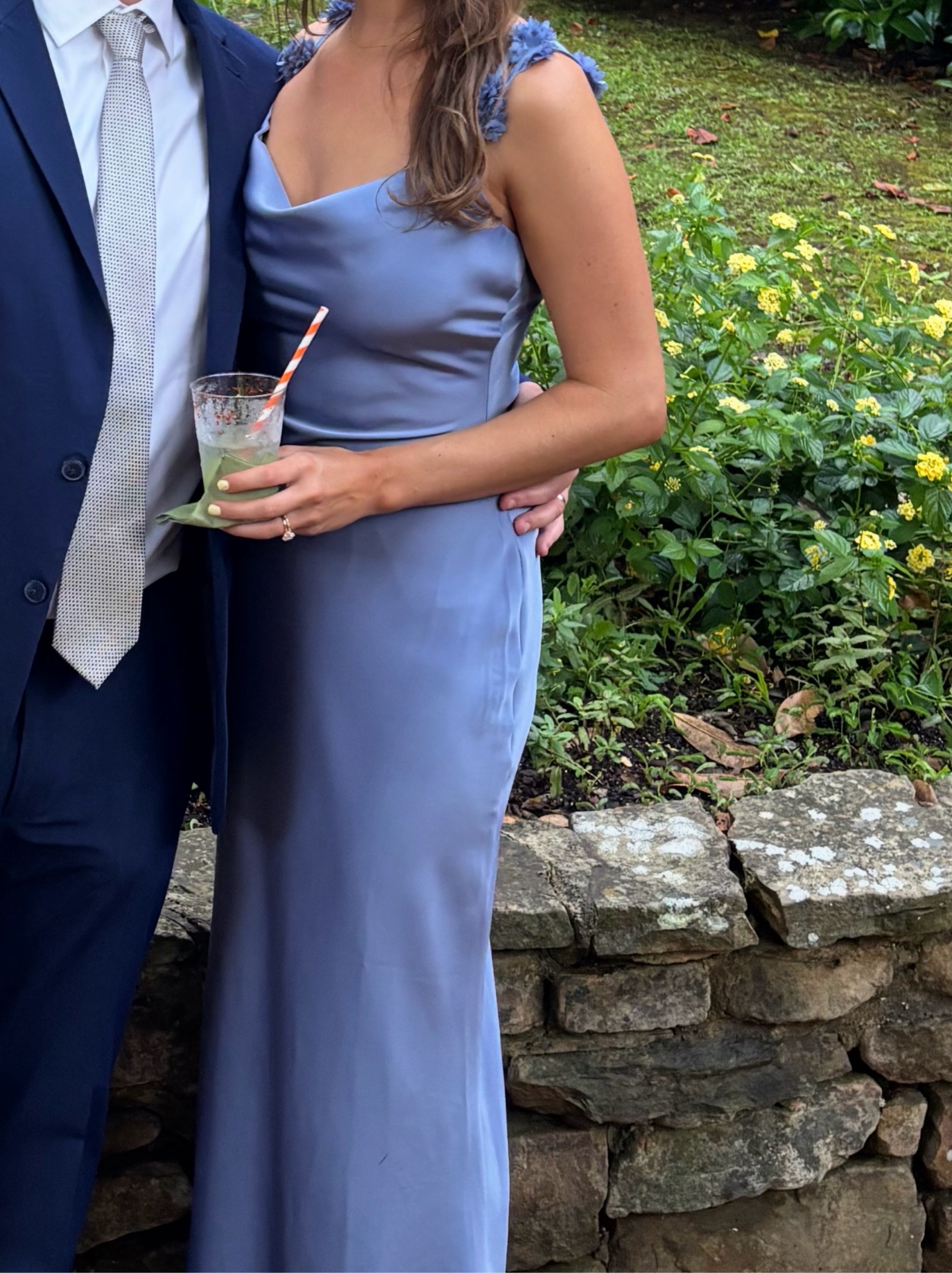 Fore - Blue Floral Satin Dress