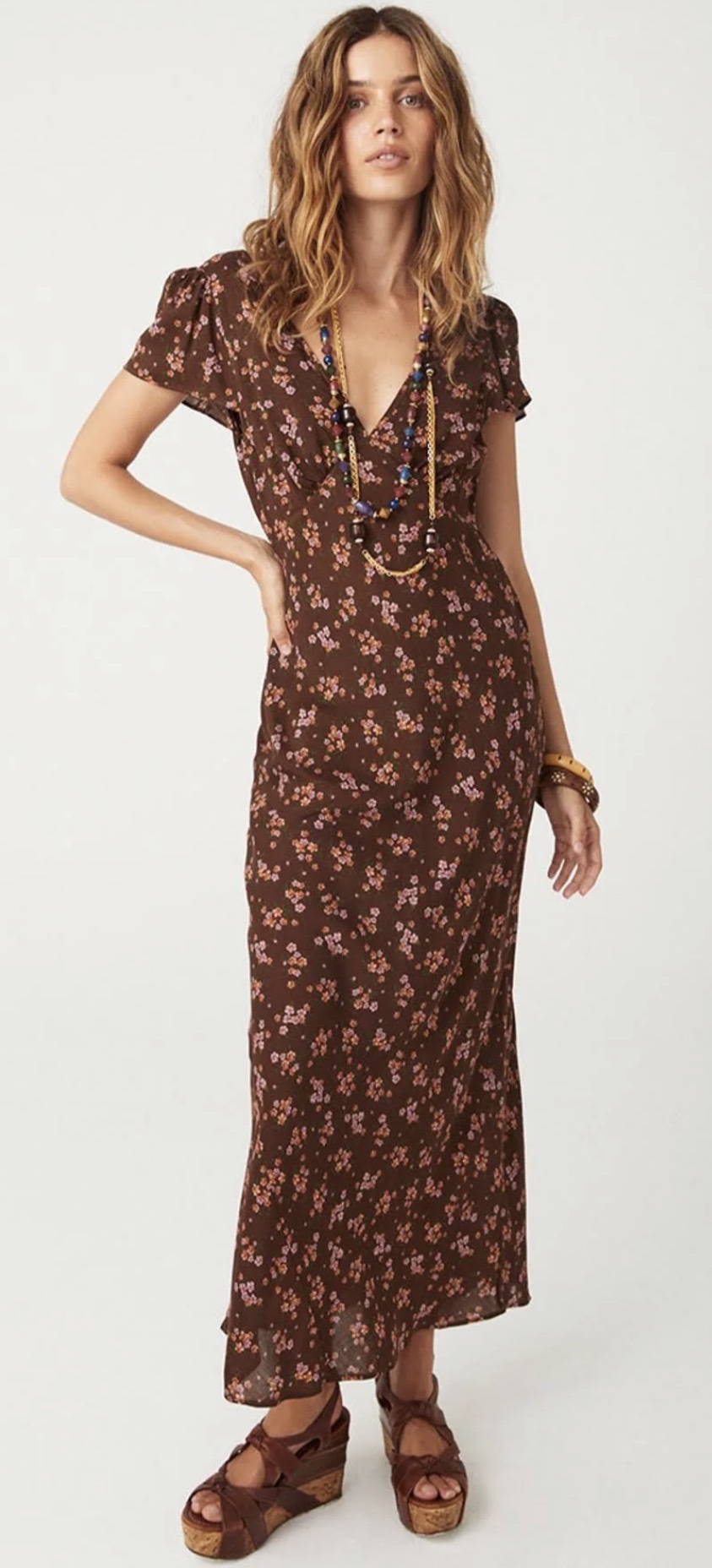 Spell - Melody Bias Maxi Dress in Antique Walnut