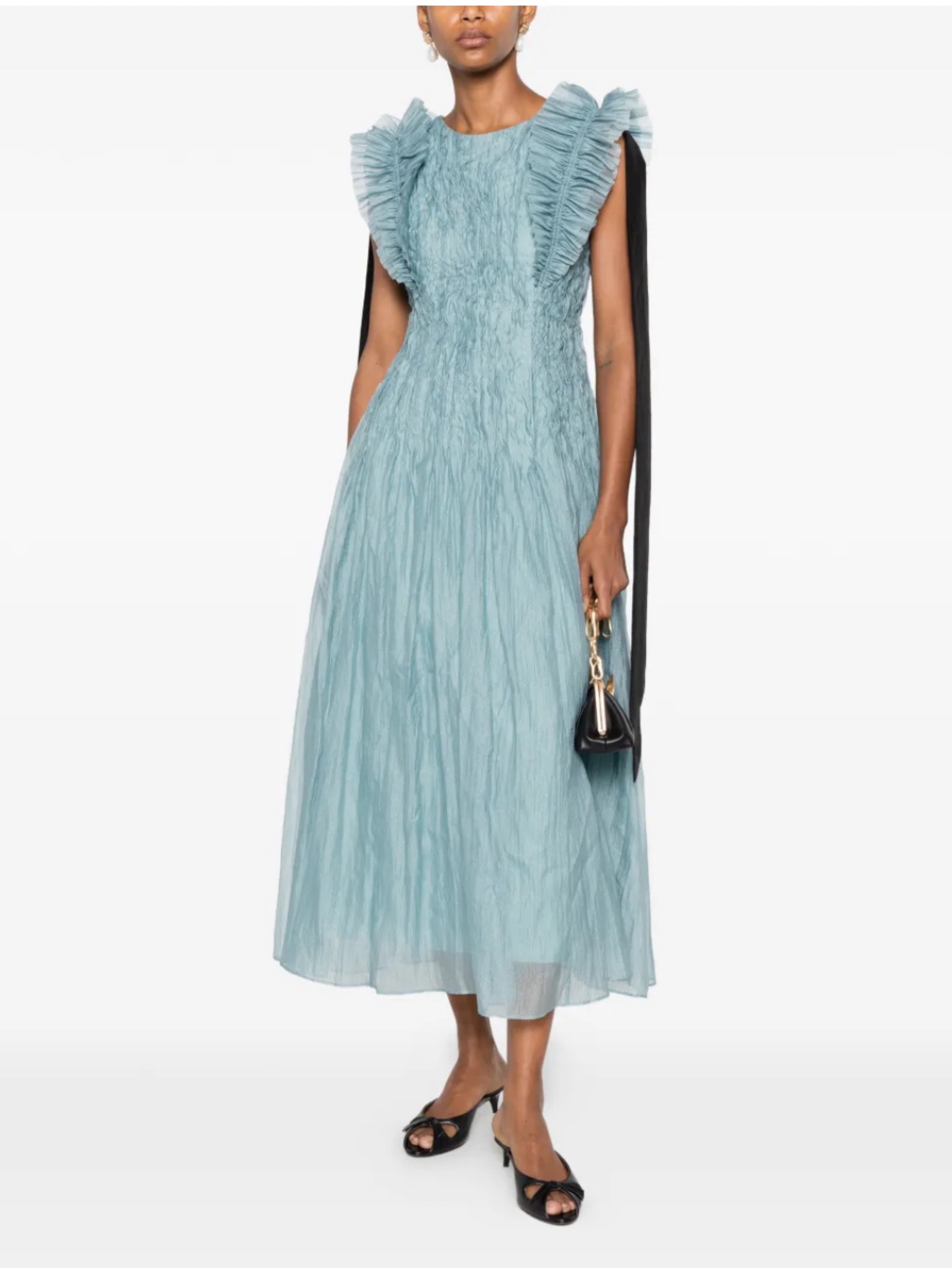 aje dress blue Aje Eugenie Off Shoulder Blue Midi Dress by Aje