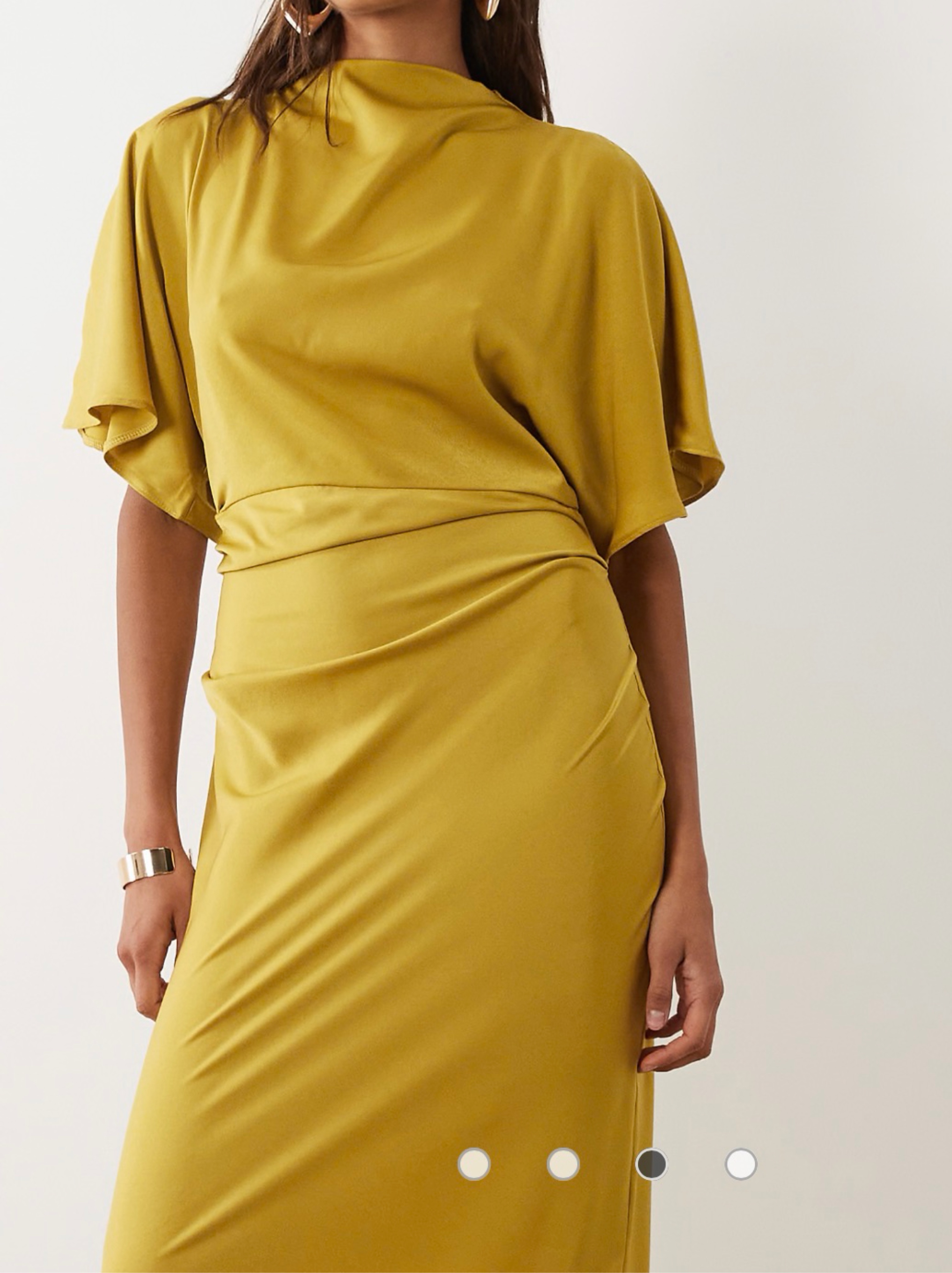 asos ruched maxi dress ASOS DESIGN asymmetric slinky ruched maxi dress with sheer skirt in  chartreuse