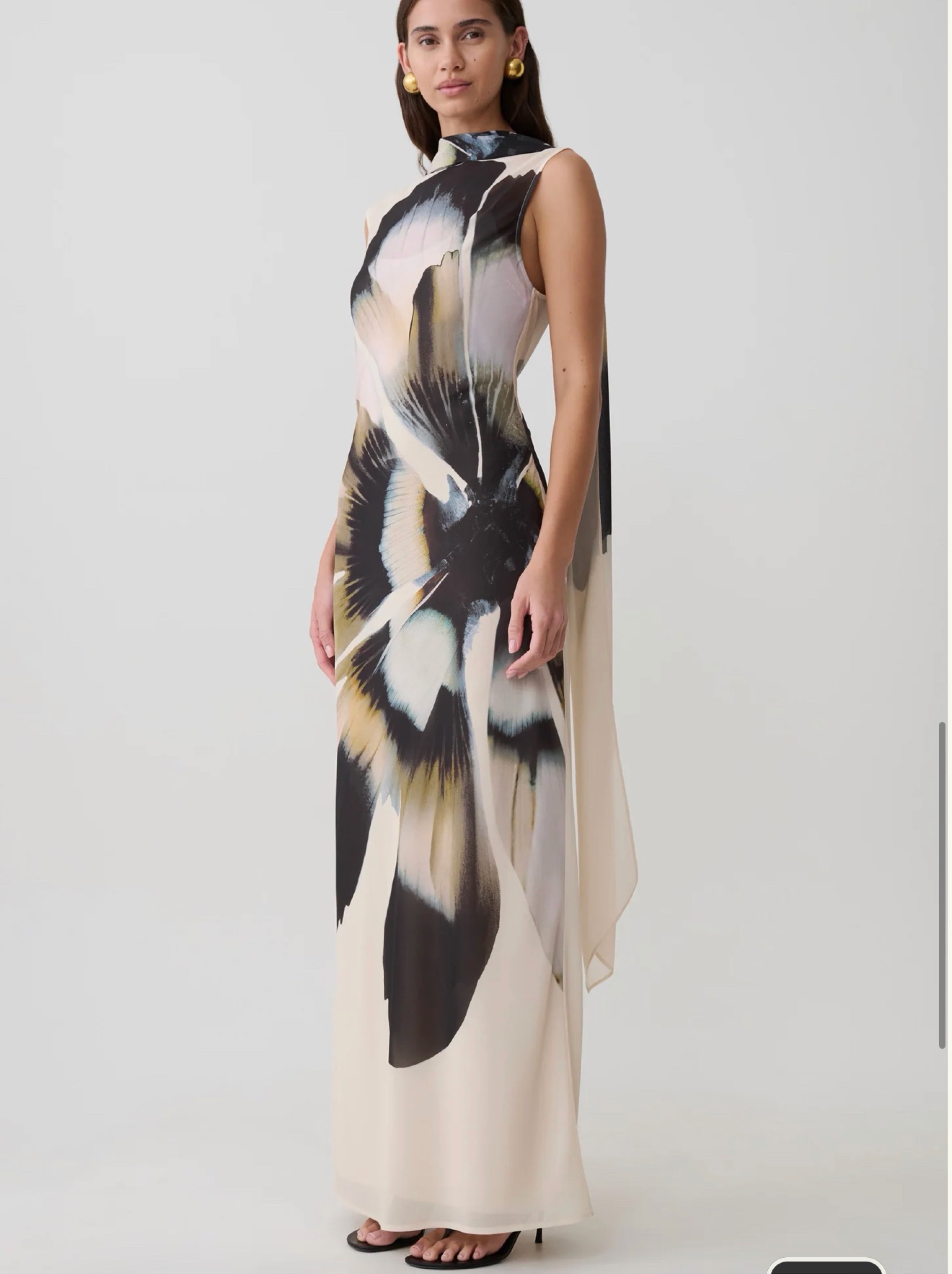Cream Black Abstract Print Maxi Dress by Meshki - Pickle Cream Black Abstract Print Maxi Dress by Meshki - Pickle