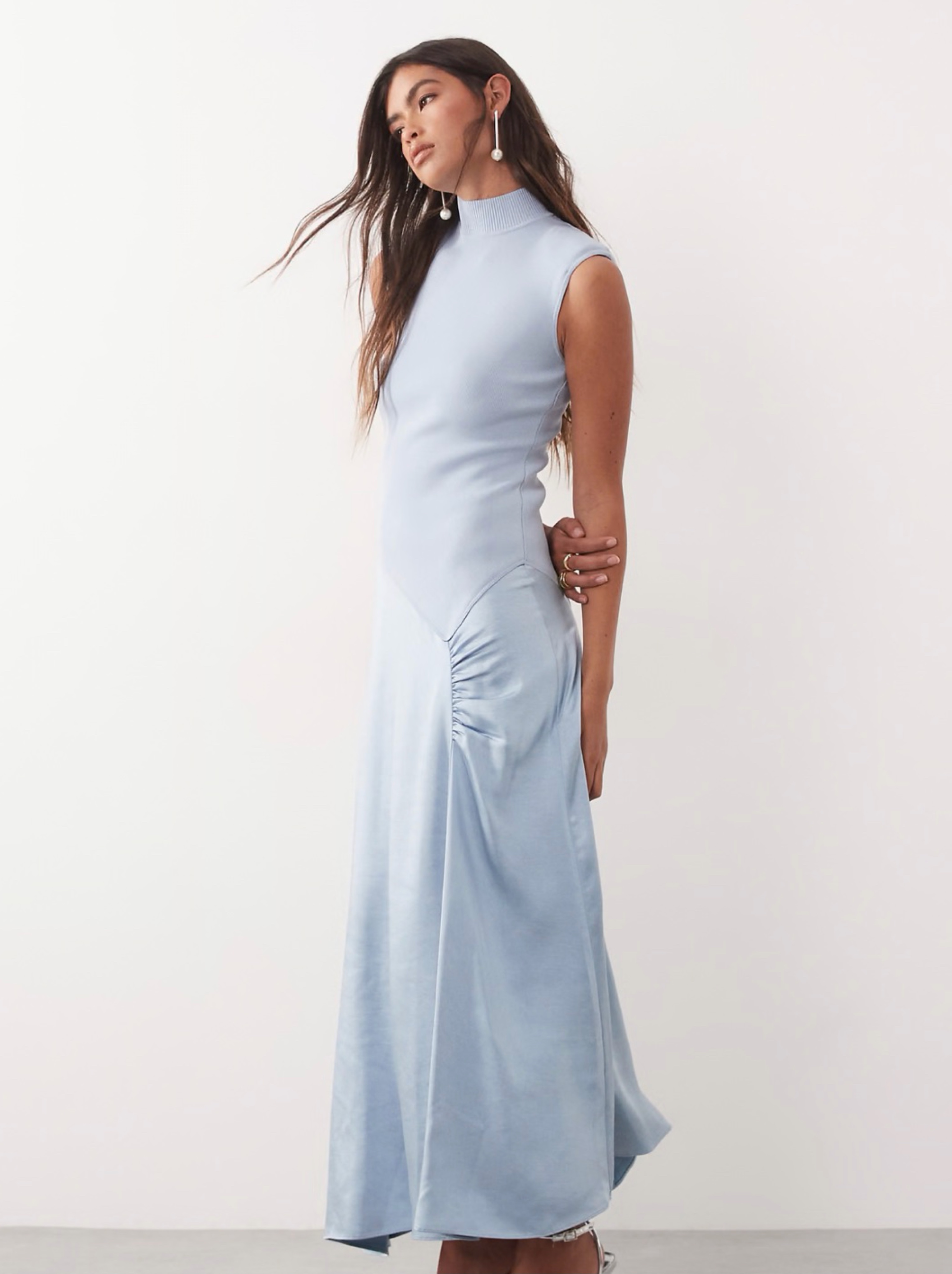 ribbed turtleneck midi dress Red Ribbed Wrap Midi Dress