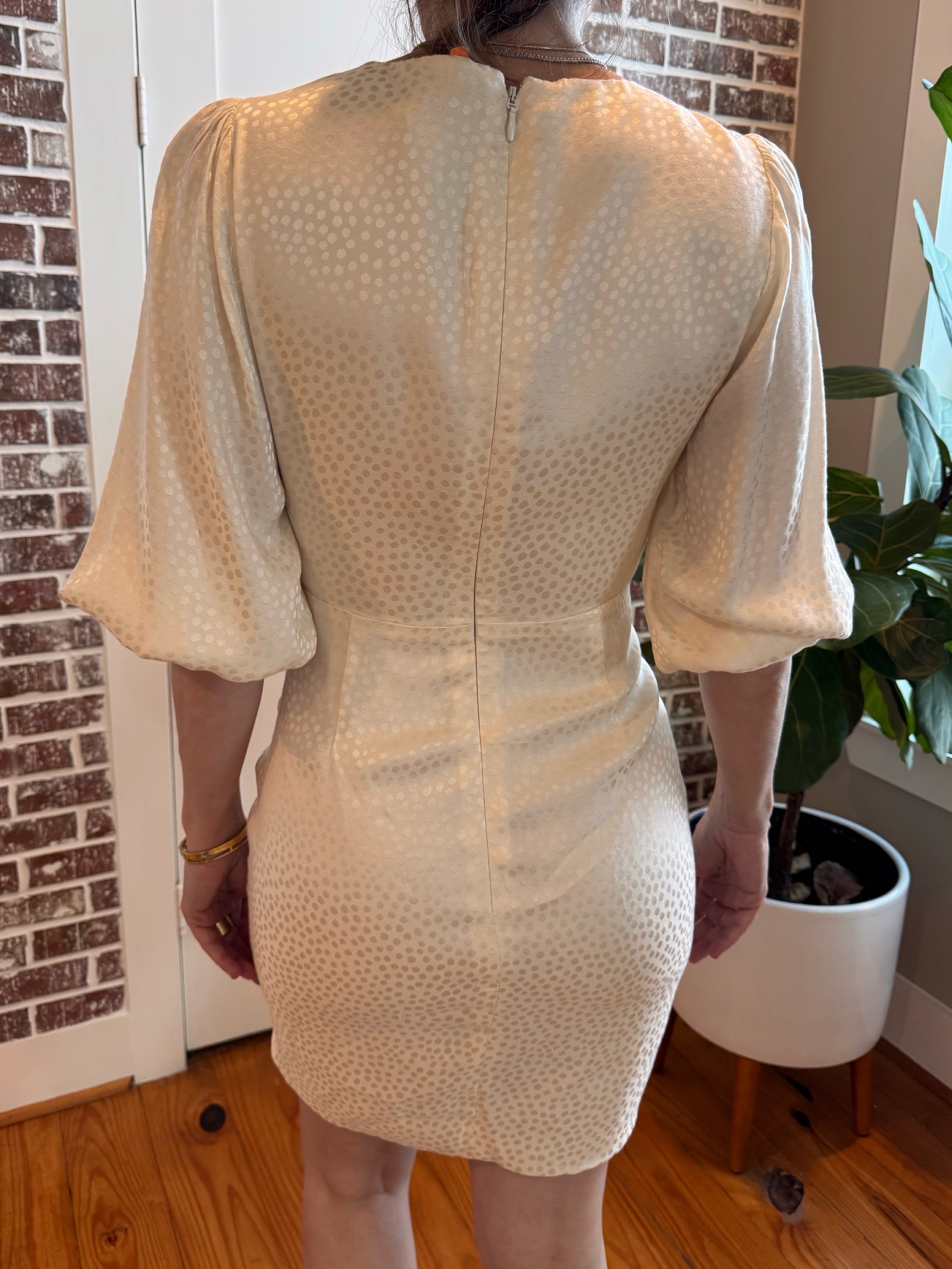 knee length dress with puff sleeves Smocked Bodice Square Neck Long Sleeve Dress for Women Knee Length