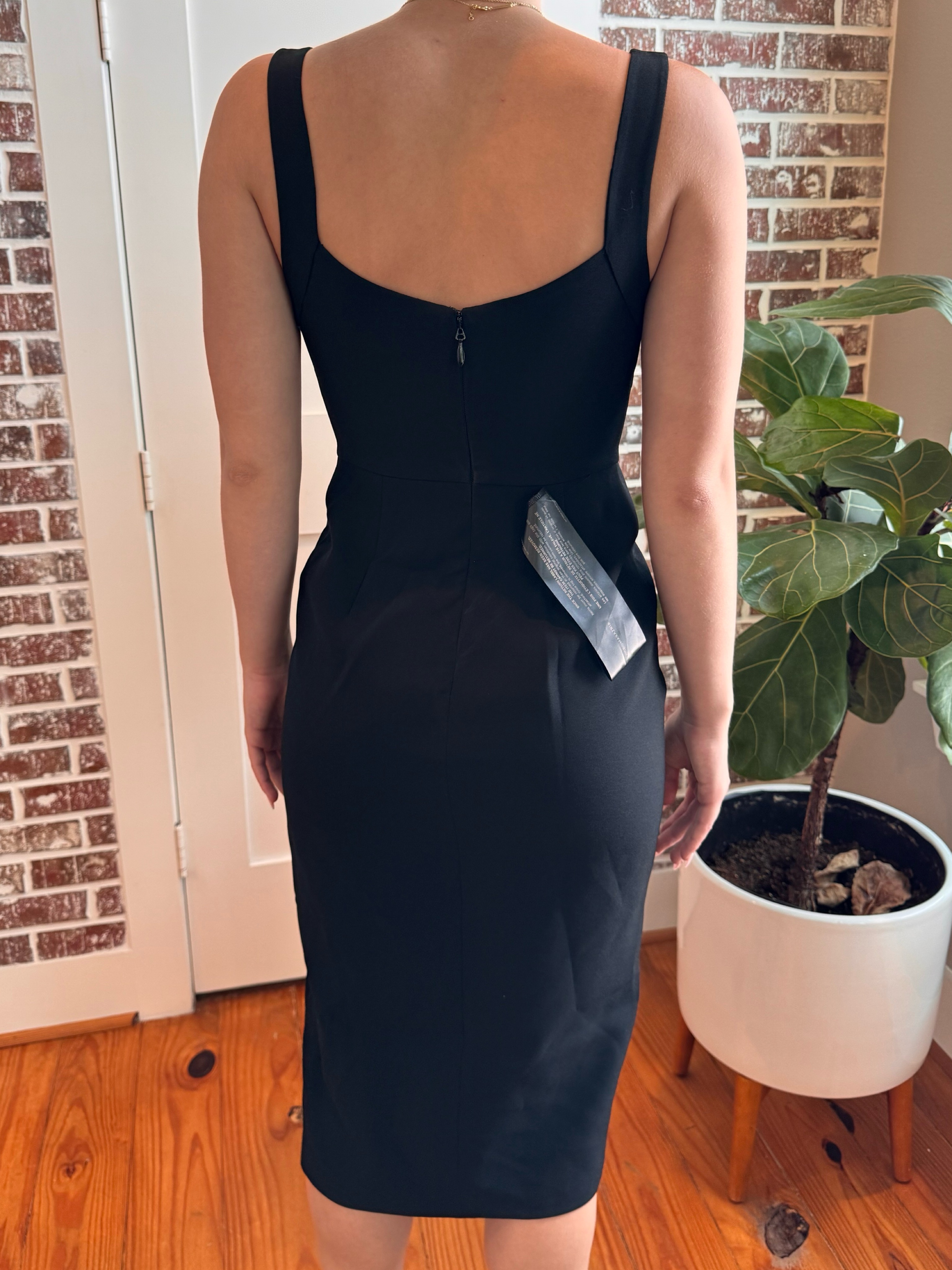 cocktail dress pencil cut ZAPAKA Women Black Work Dress Sheath Cut Out Long Sleeves Semi-Formal Dress, Black / US6