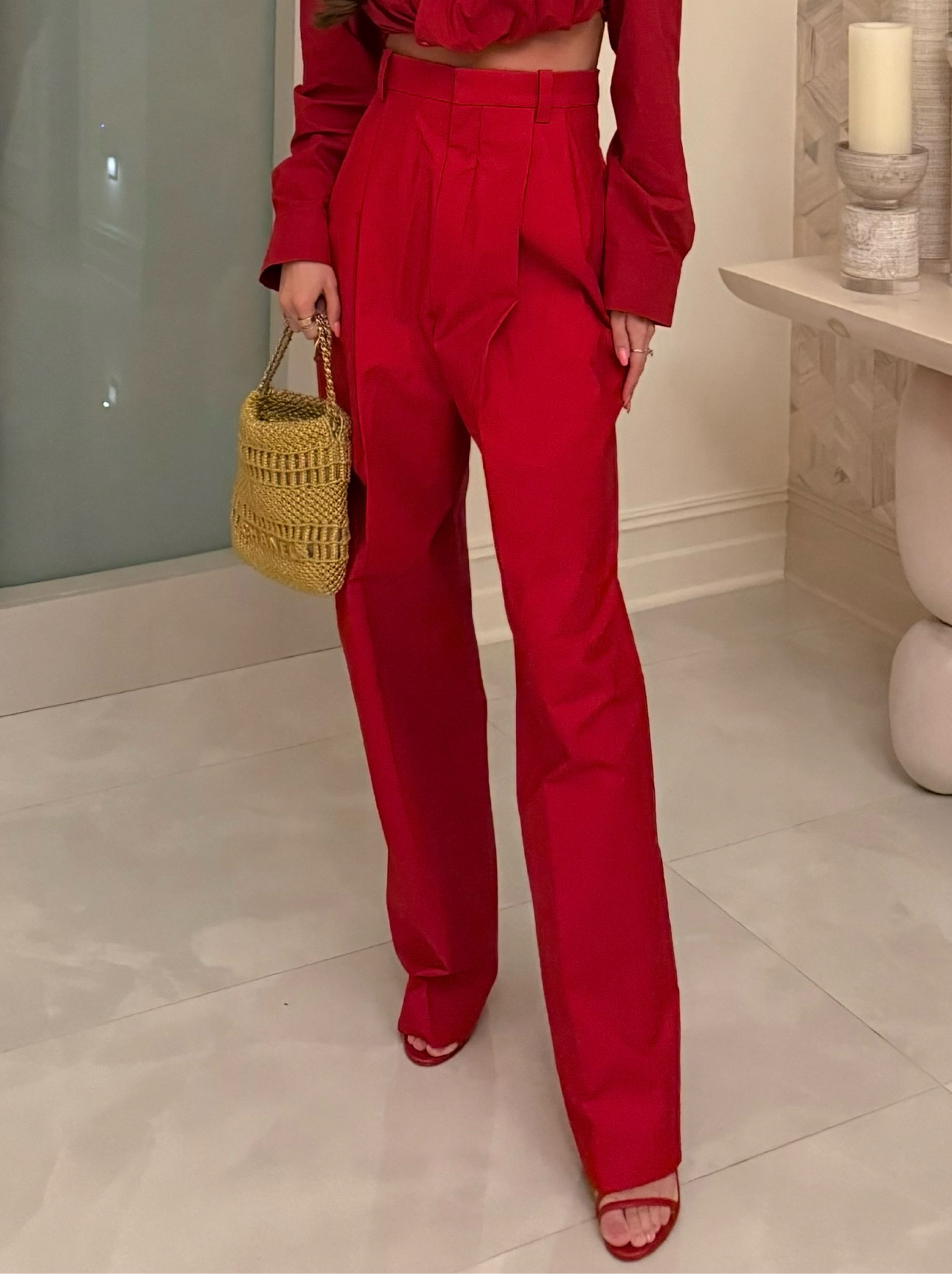 Jacquemus Curzio high-rise cotton-blend wide-leg pants