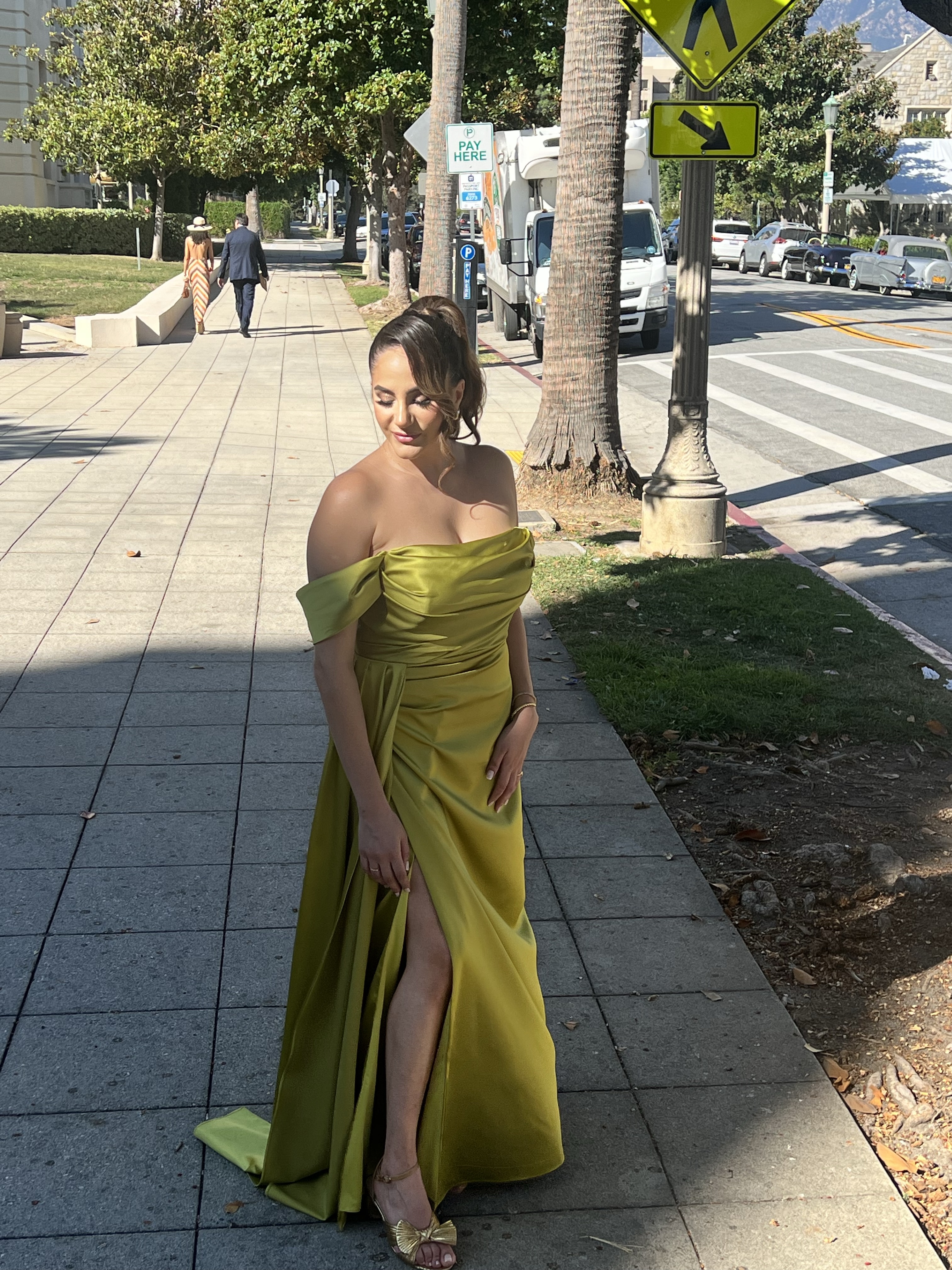 Chartreuse Green Satin Formal Dress by Vanessa Gow - Pickle Chartreuse Green Satin Formal Dress by Vanessa Gow - Pickle