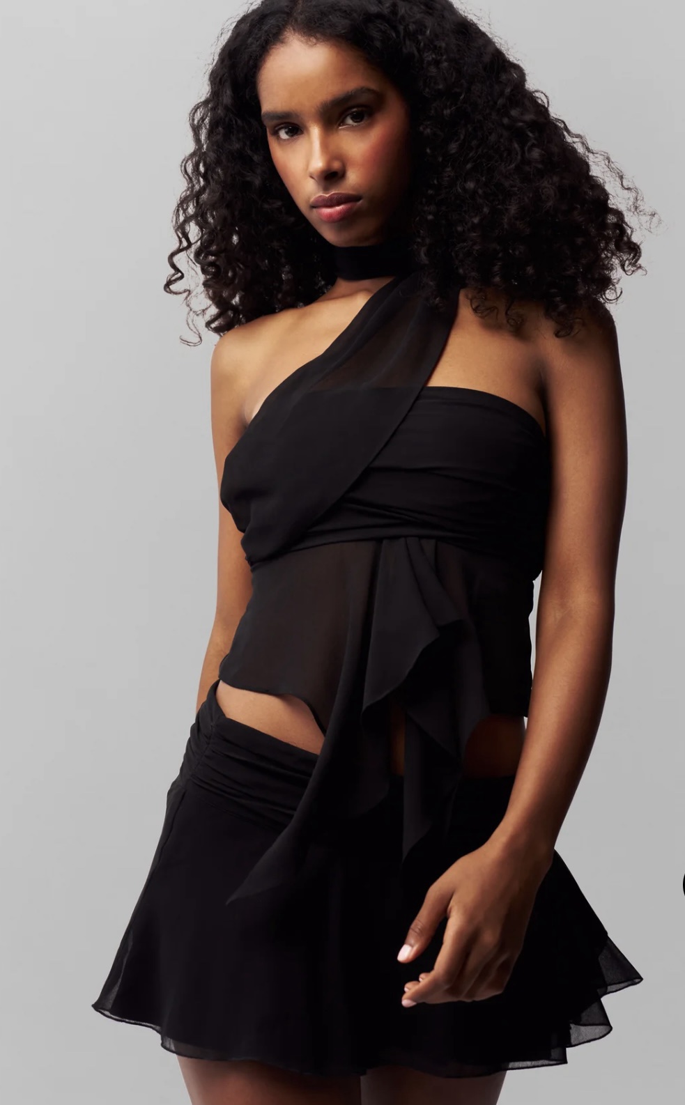 Guizio black chiffon matching set