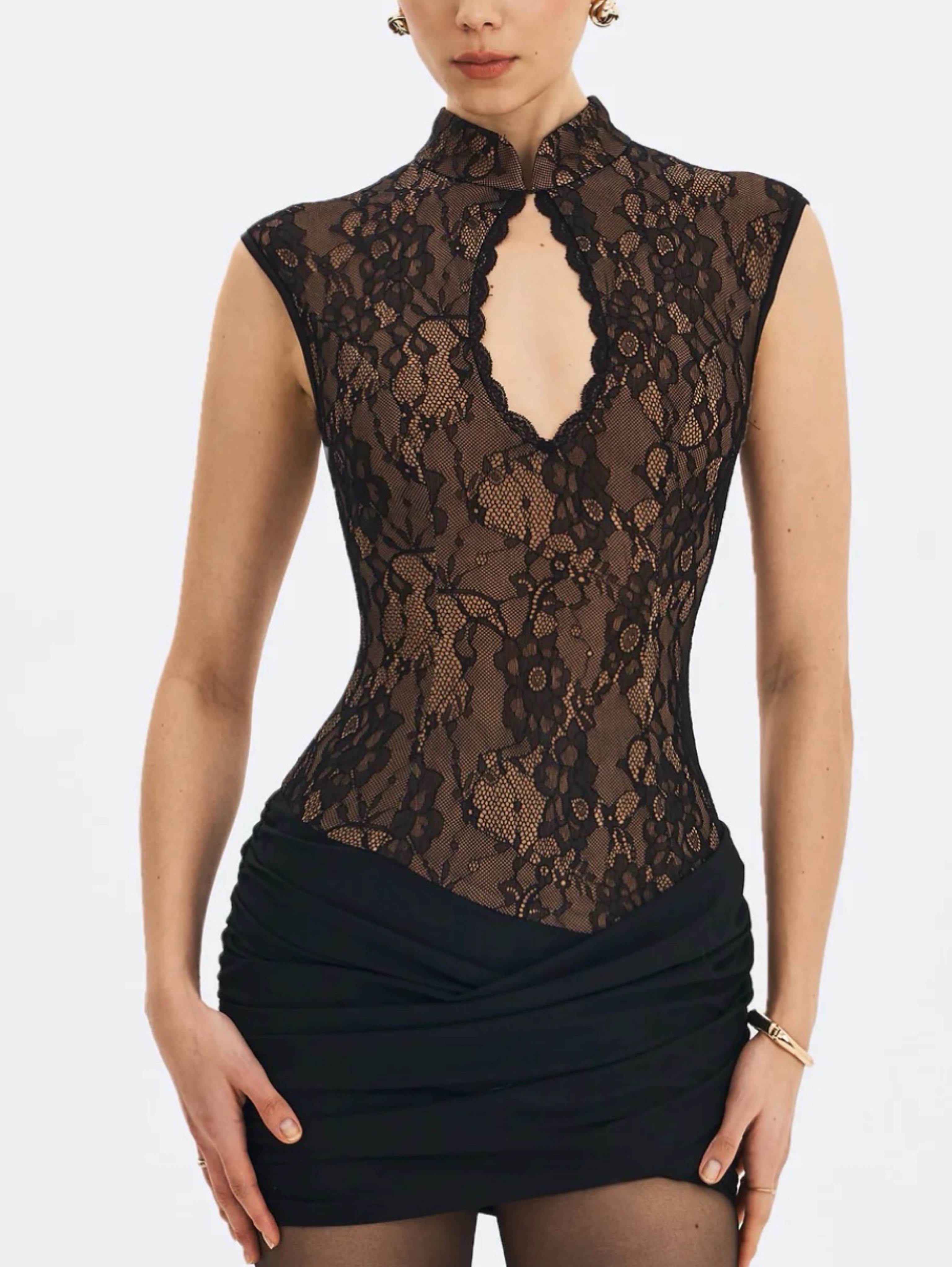 Miss circle Valerie mini dress black