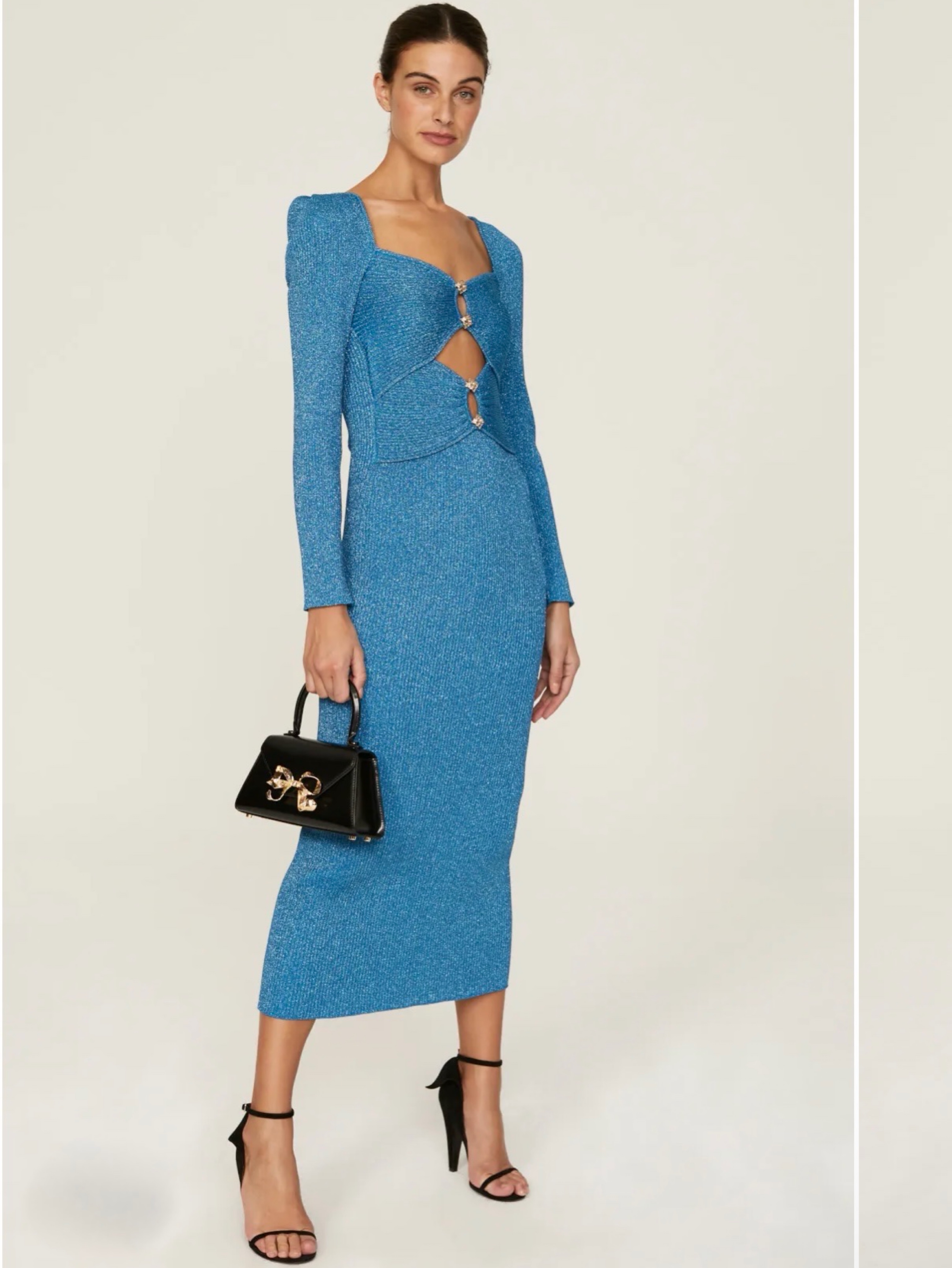 Self-Portrait- Blue Knit Midi Dress