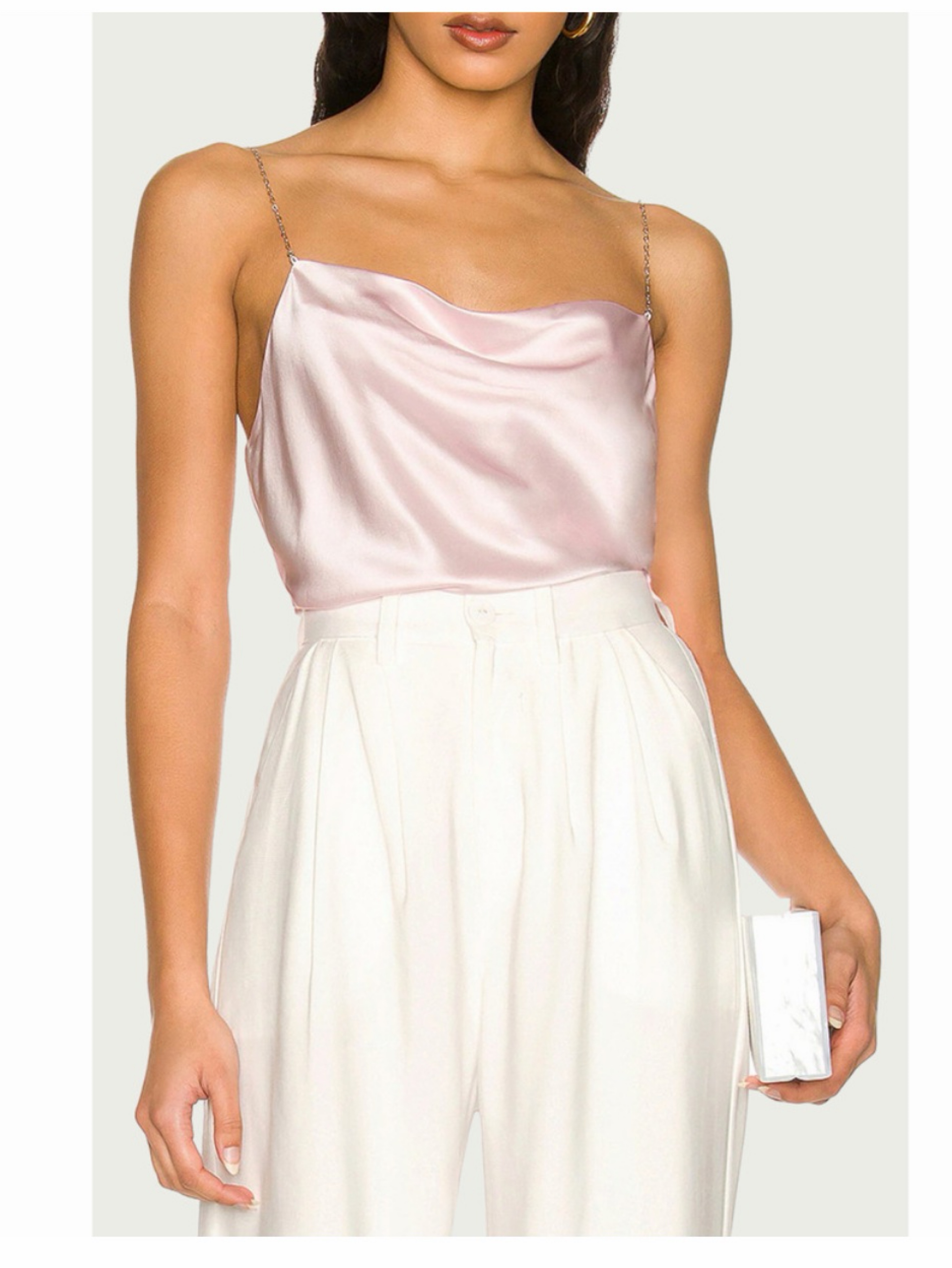 Cami Nyc - BUSY HEART COWL-NECK SILK-BLEND CAMISOLE - Frosting