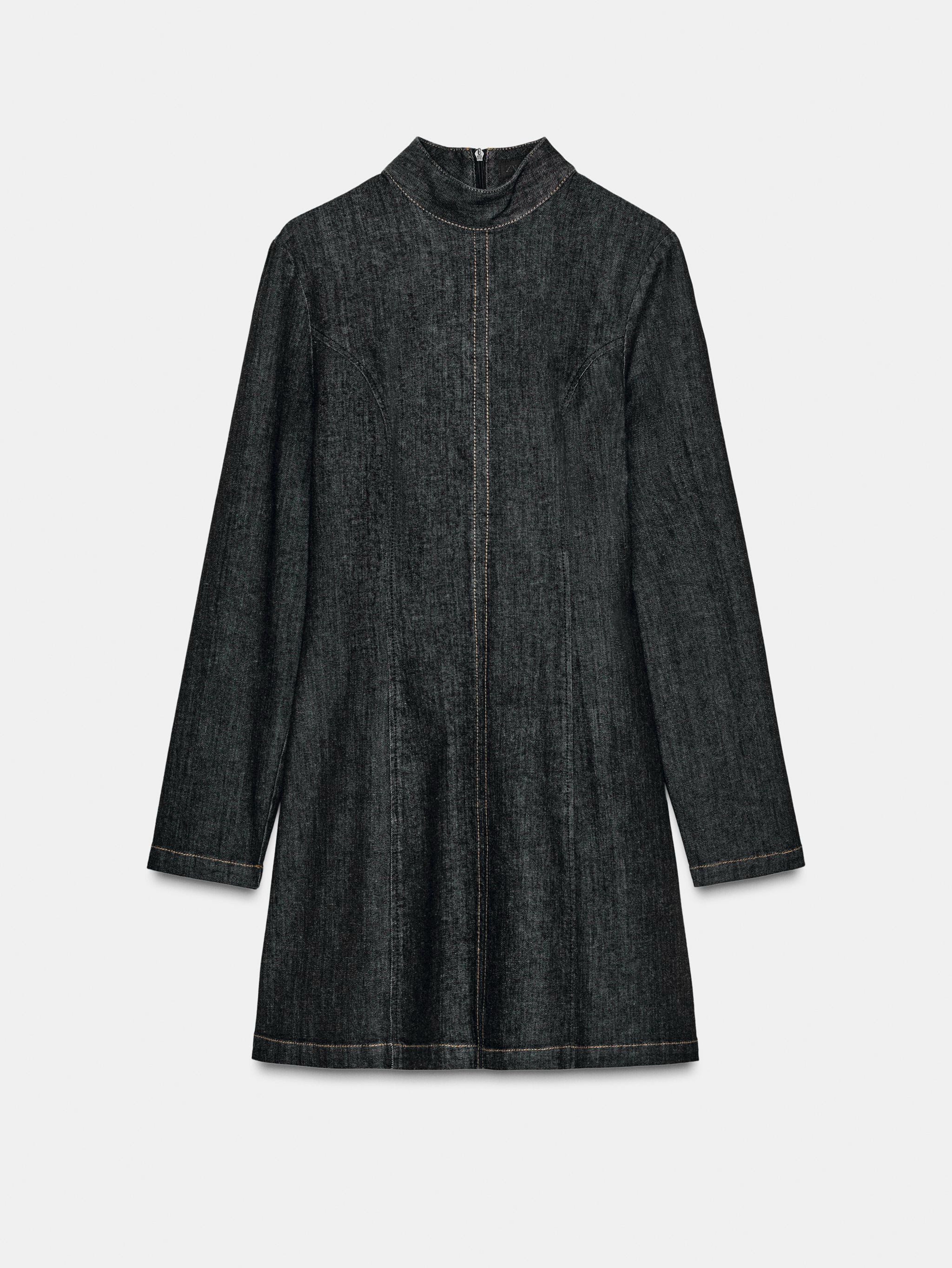 black denim zara dress Black Denim Dress Woman