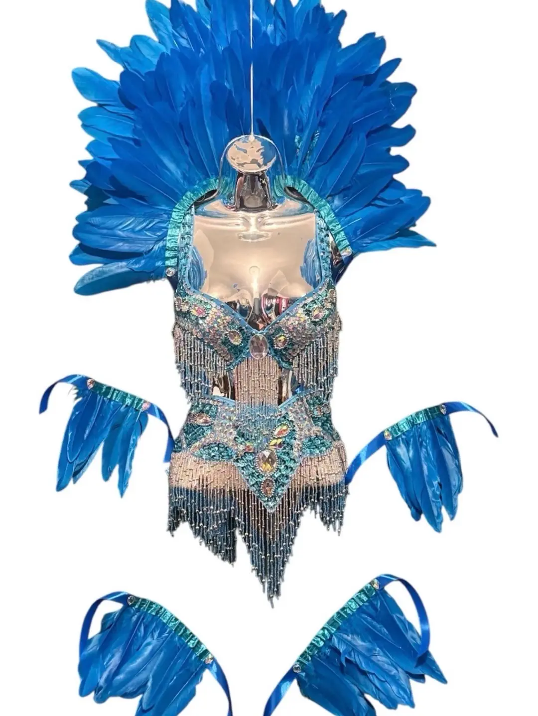 Etsy Blue Feather Rio Beaded Carnival Costume Set, photo 3 of 3
