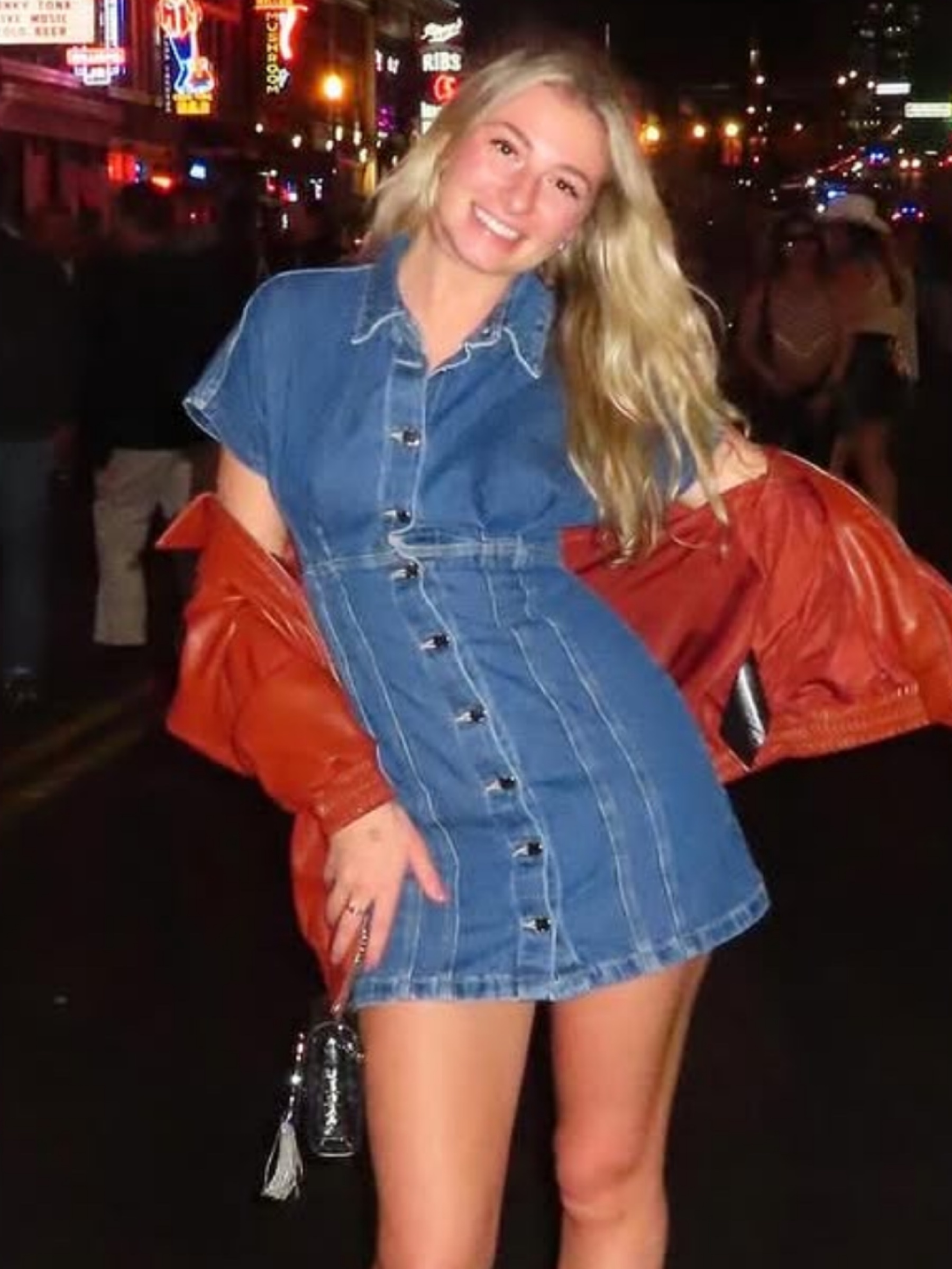 Blue Denim Button-Up Mini Dress by Zara