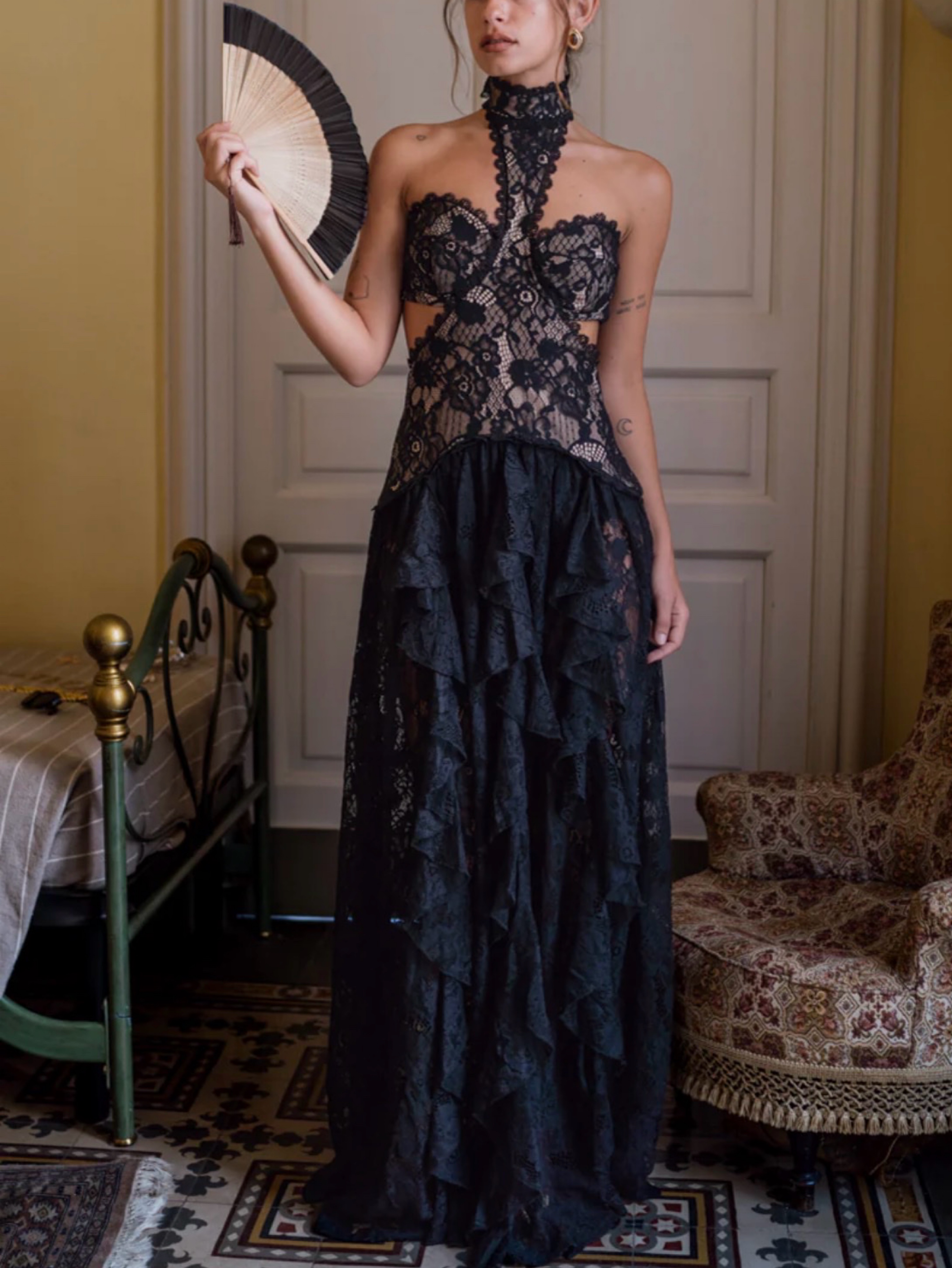blue jersey halter dress Fluid Long Chicken Cordon Bleu - Ca and San Diego dance sport dress under $1000 Rental Period:8 Days