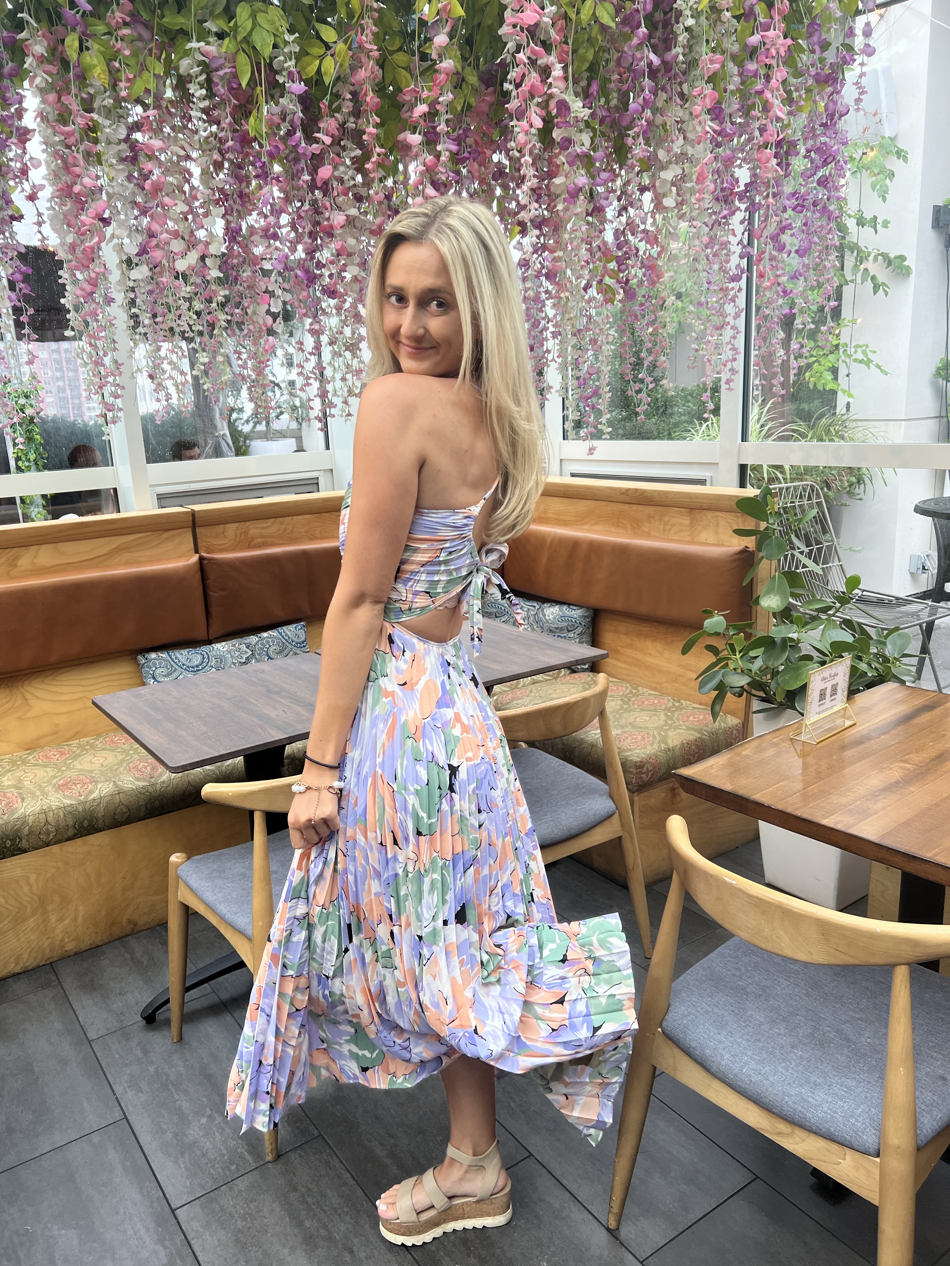 floral plisse midi dress Astr Blythe Floral Plisse Midi Dress by Astr The Label