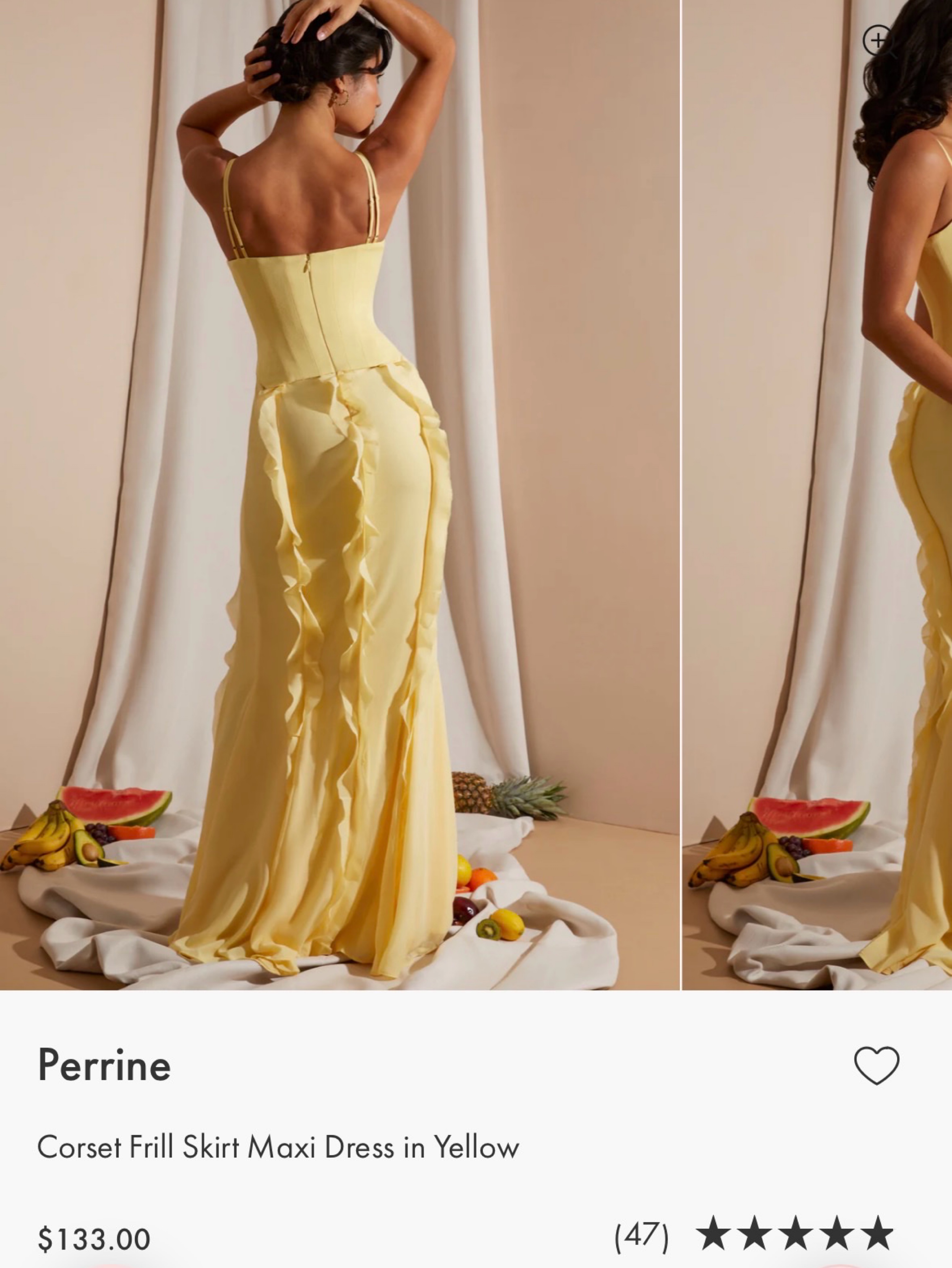 corset frill skirt maxi dress in yellow Oh Polly Perrine Yellow Corset Frill Skirt Maxi Dress by Perrine