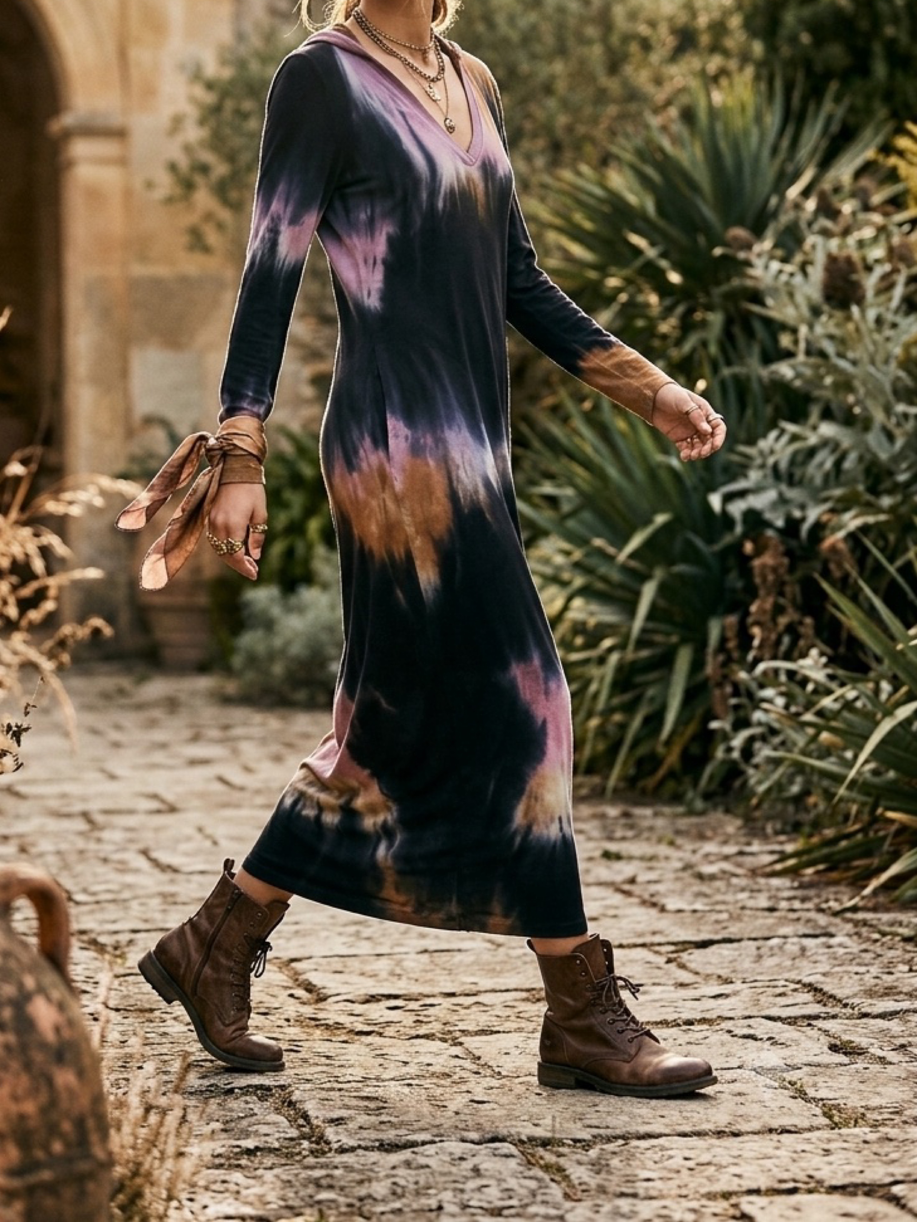 Raquel Allegra tie-dye dress with collar