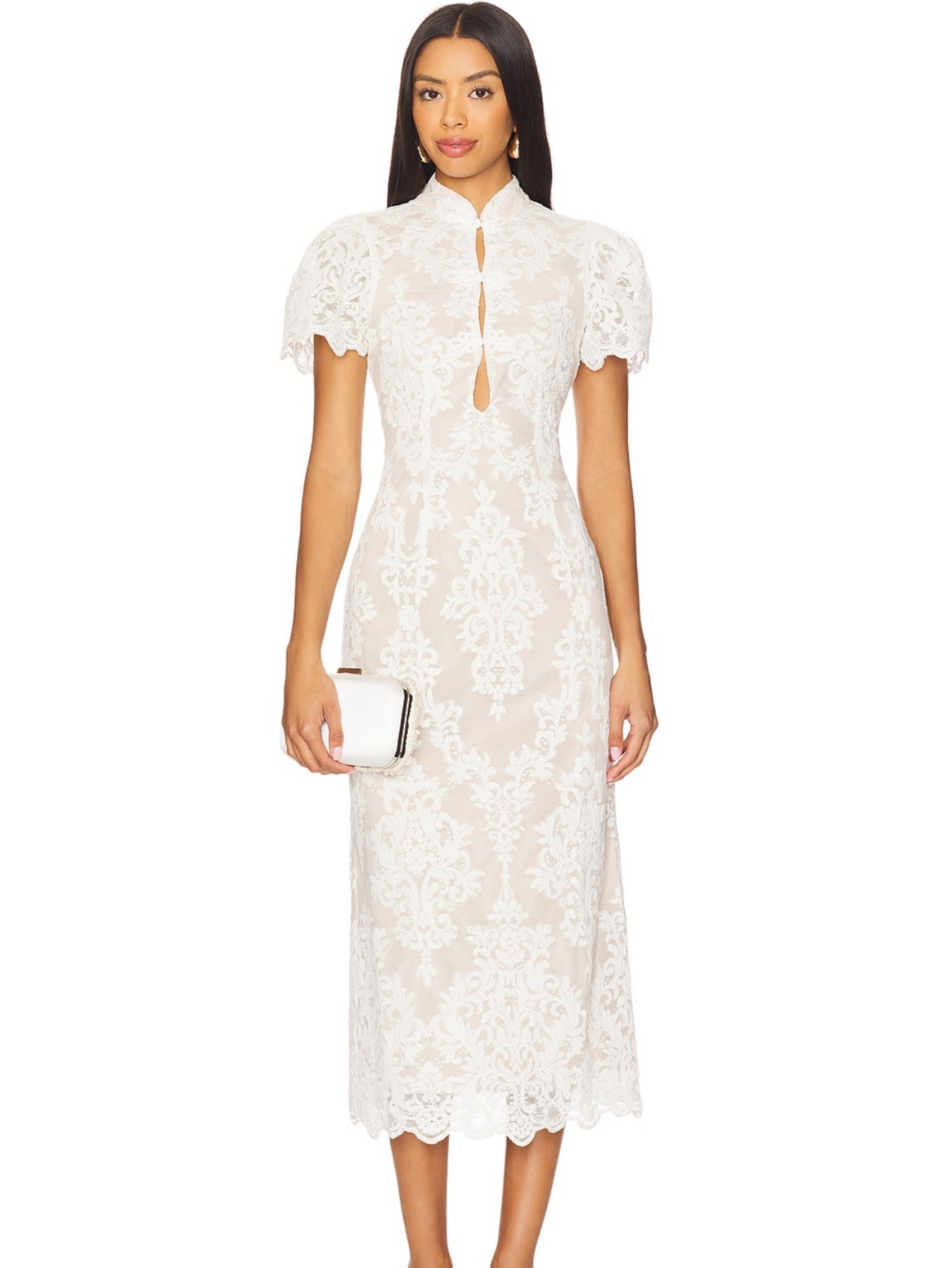 Stone Cold Fox White Lace Midi Dress