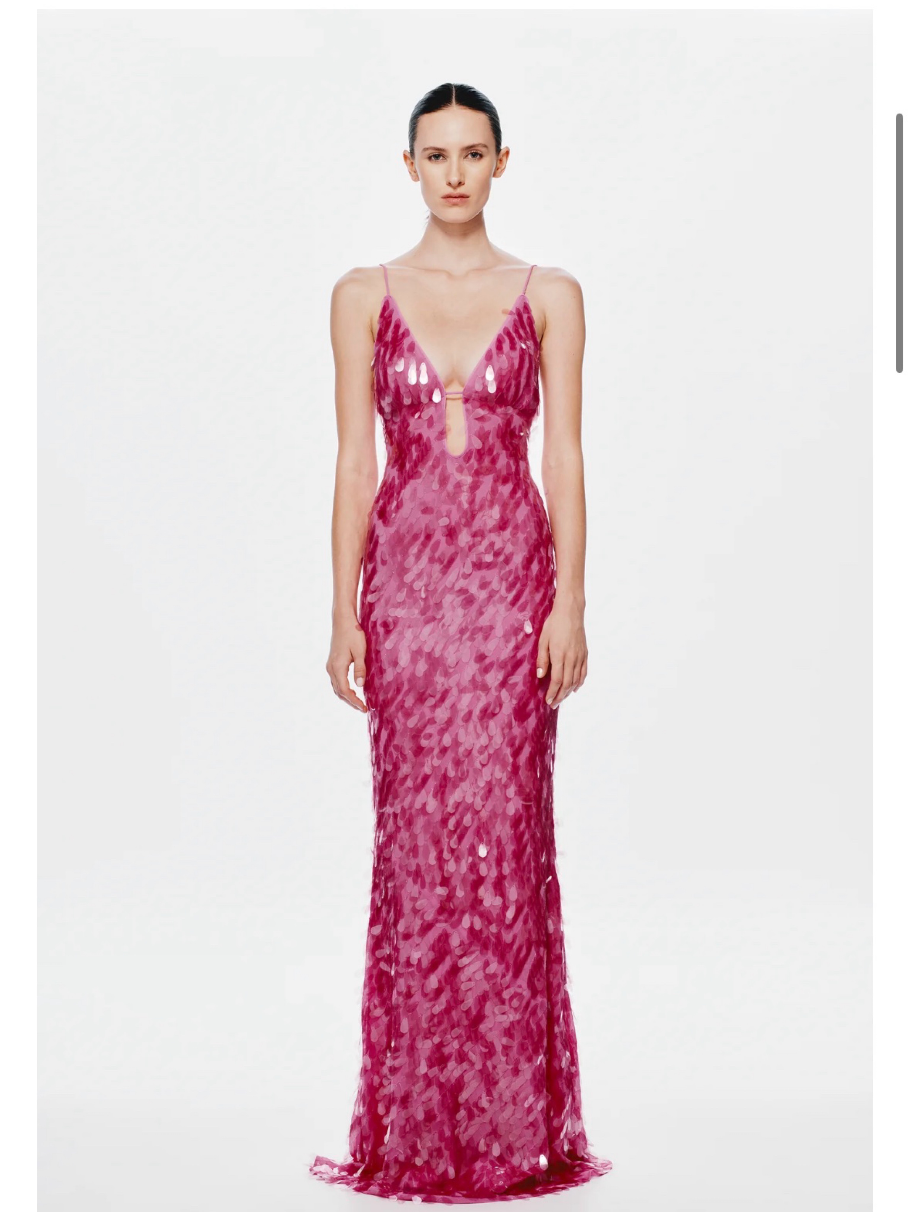 Misha Sapphire Fuchsia Sequin Long Dress