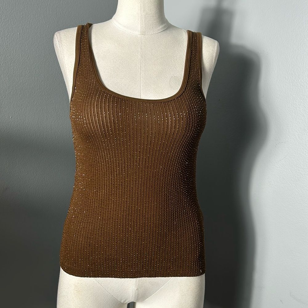 Ralph Lauren Brown Ribbed Tank Top - Subtle Sparkle