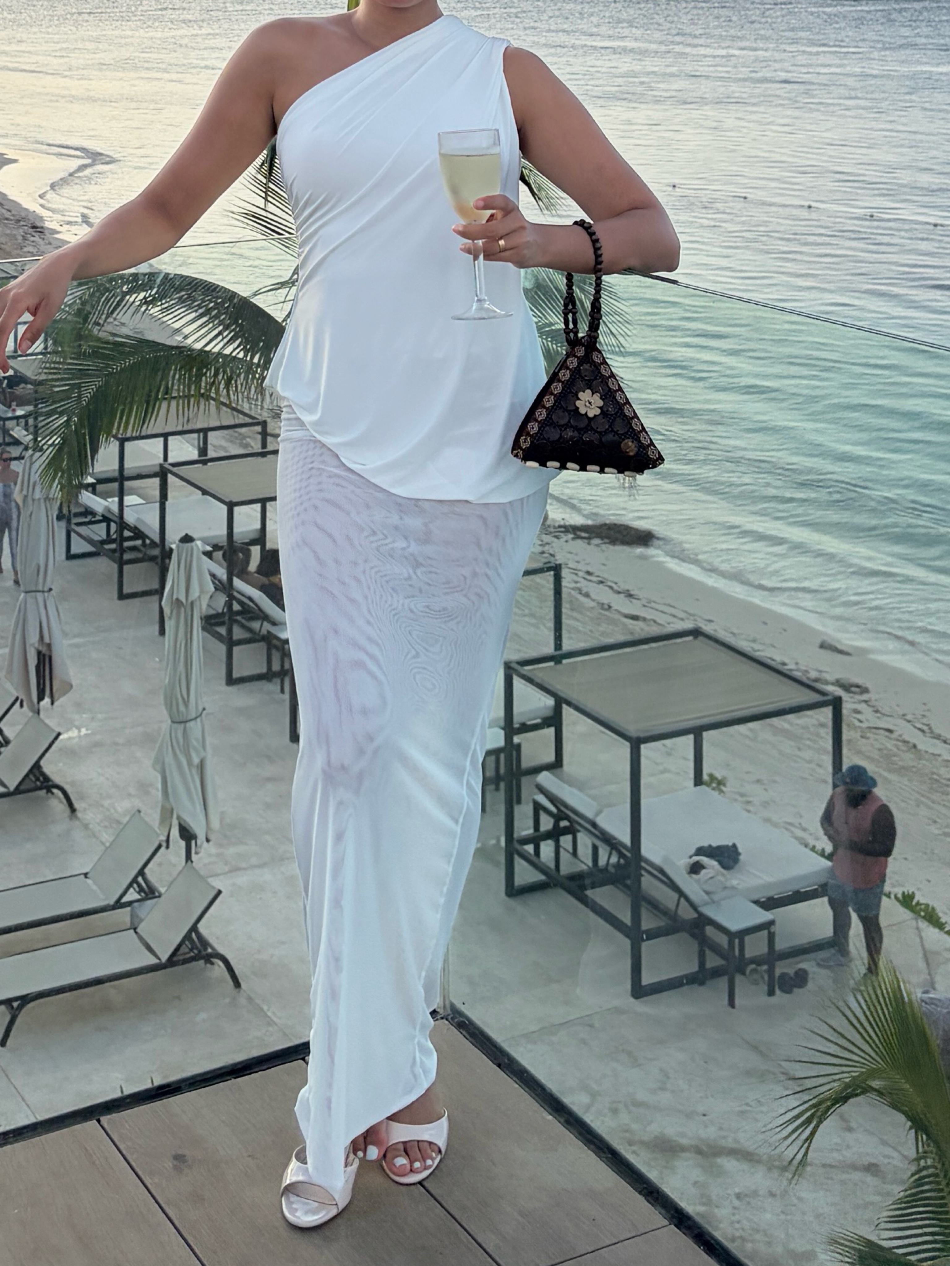 maxi dress with mesh bottom Strapless Mesh Insert A Line Maxi Dress Black