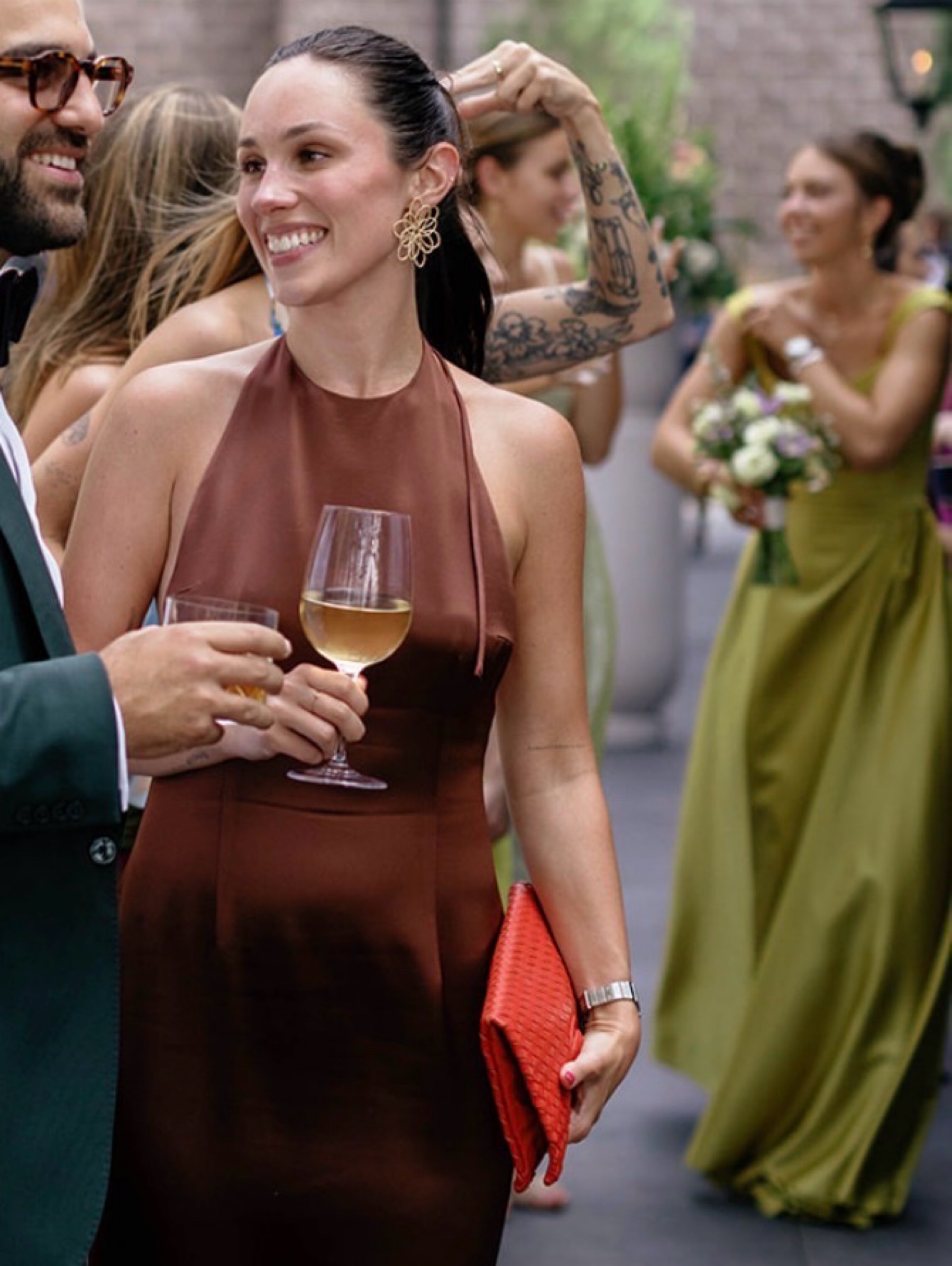 STAUD Halter Silk Gown
