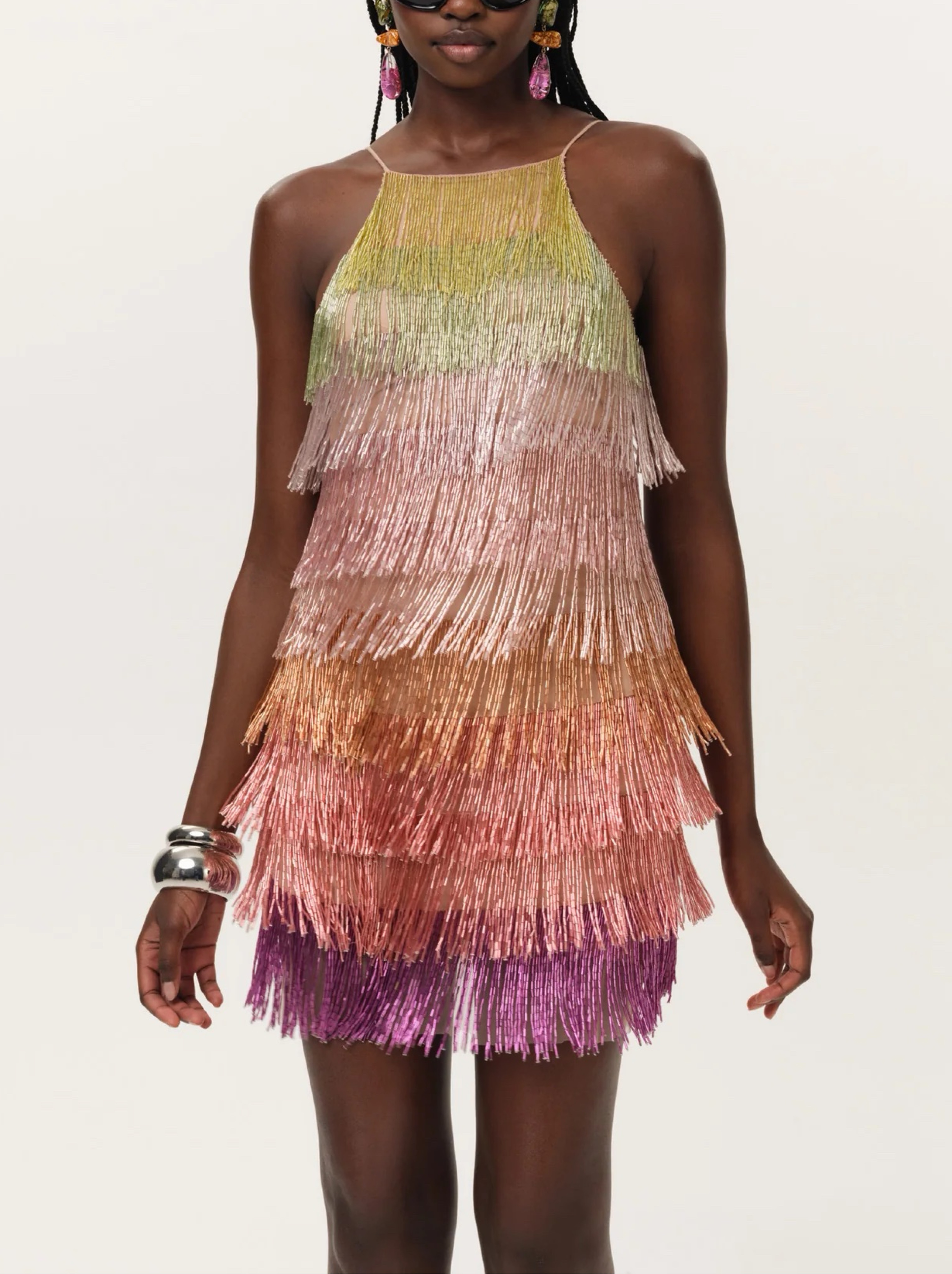NASTYGAL TASSEL BEADED MINI SHIFT DRESS by NastyGal