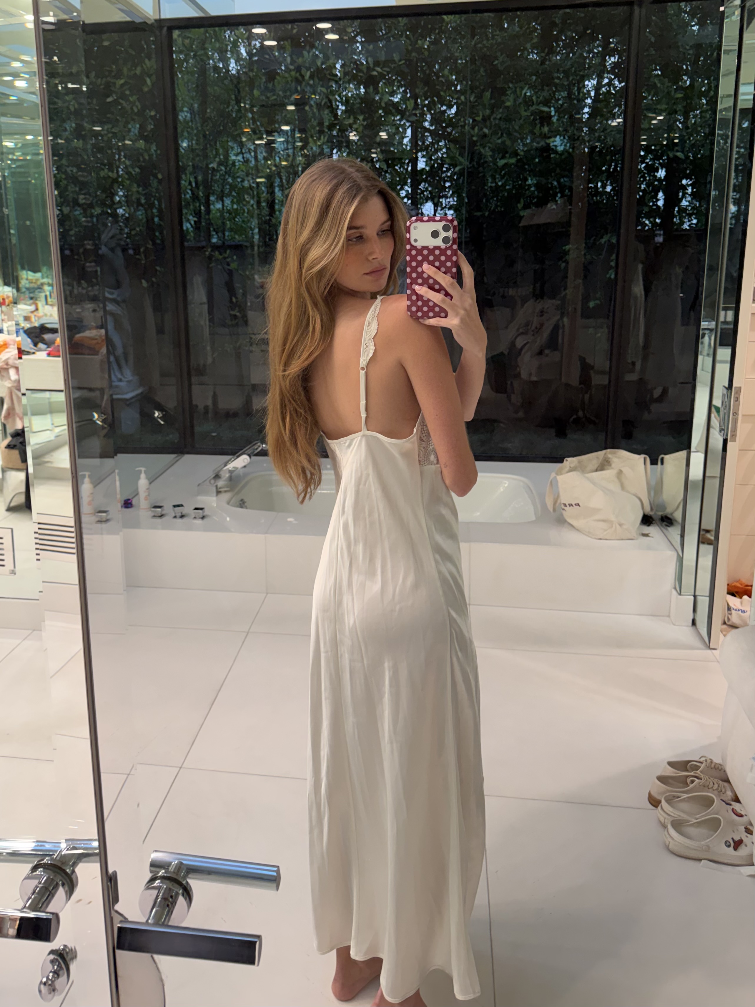 white long sleeve lace maxi dress Lace inlay maxi Dress
