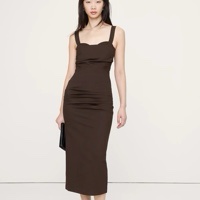 Brown Banana Republic ponte ruched maxi dress by Banana Republic - Pickle