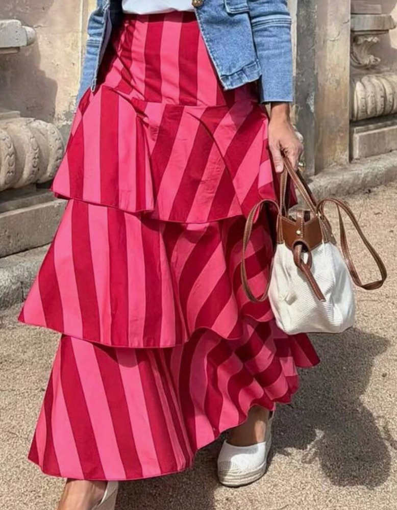 Striped Bohemian Layered Skirt