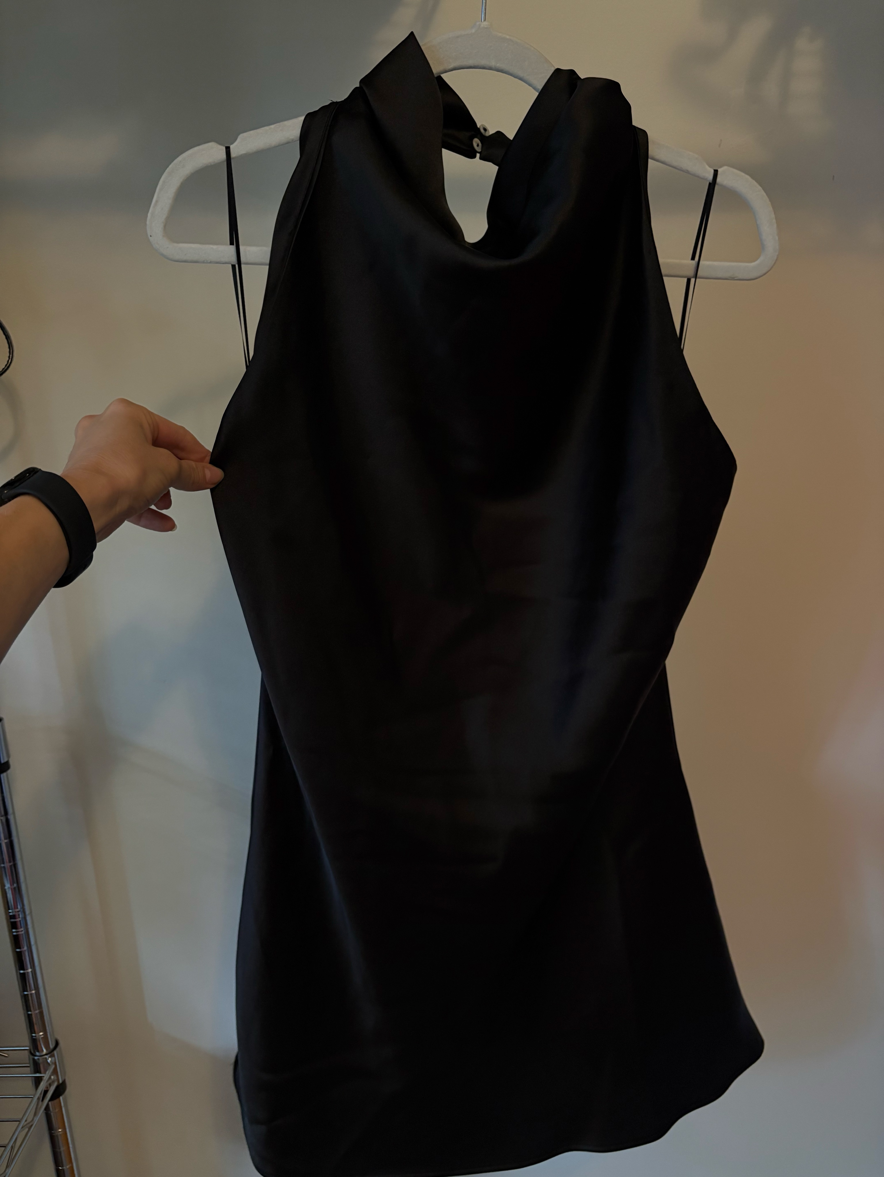 zara black satin shirt dress Zara SS22 Long Satin Midi Shirt Dress Topstitching XS M L Black Silky BNWT