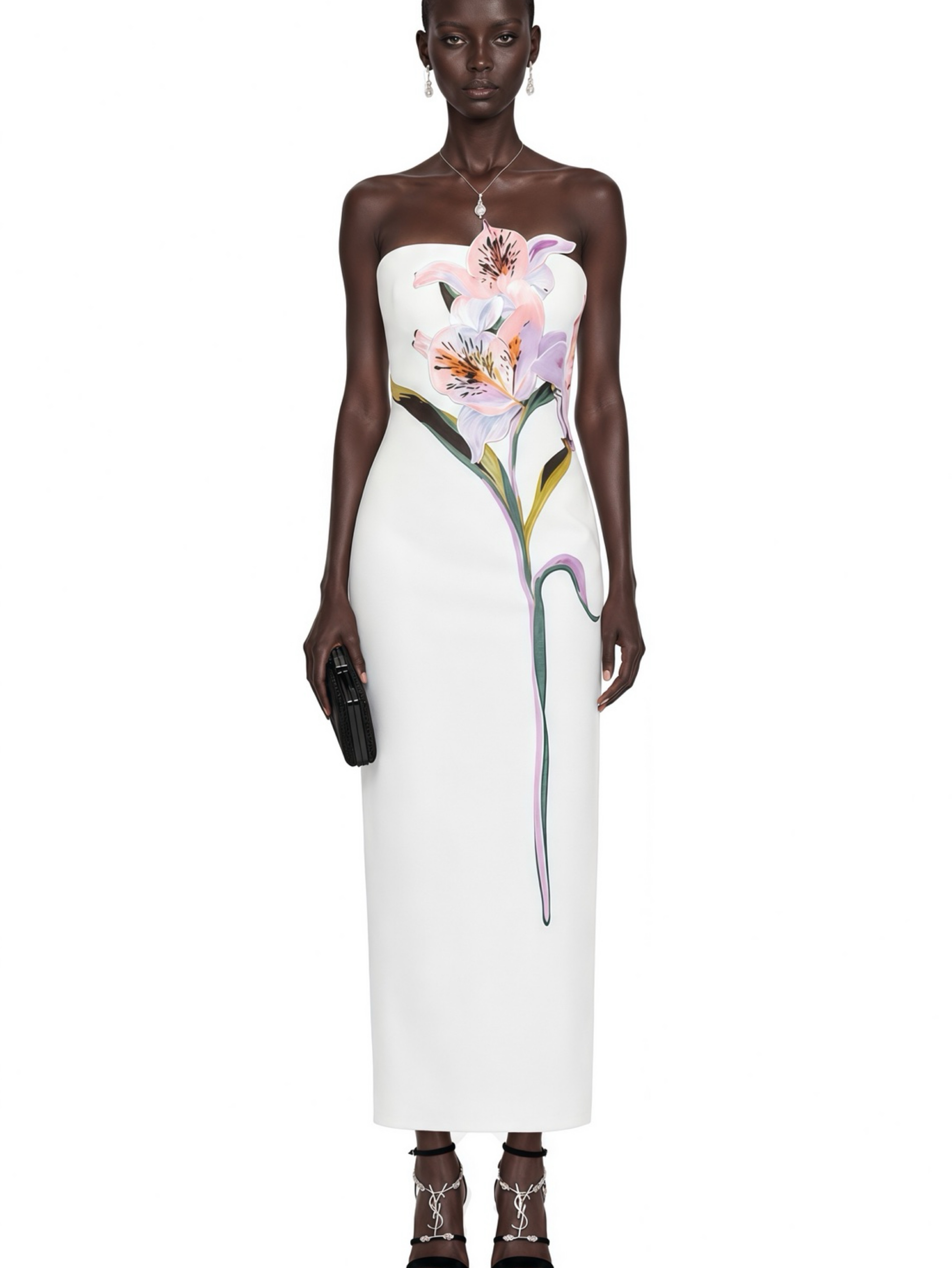 Automne White Floral Embroidered Maxi Dress