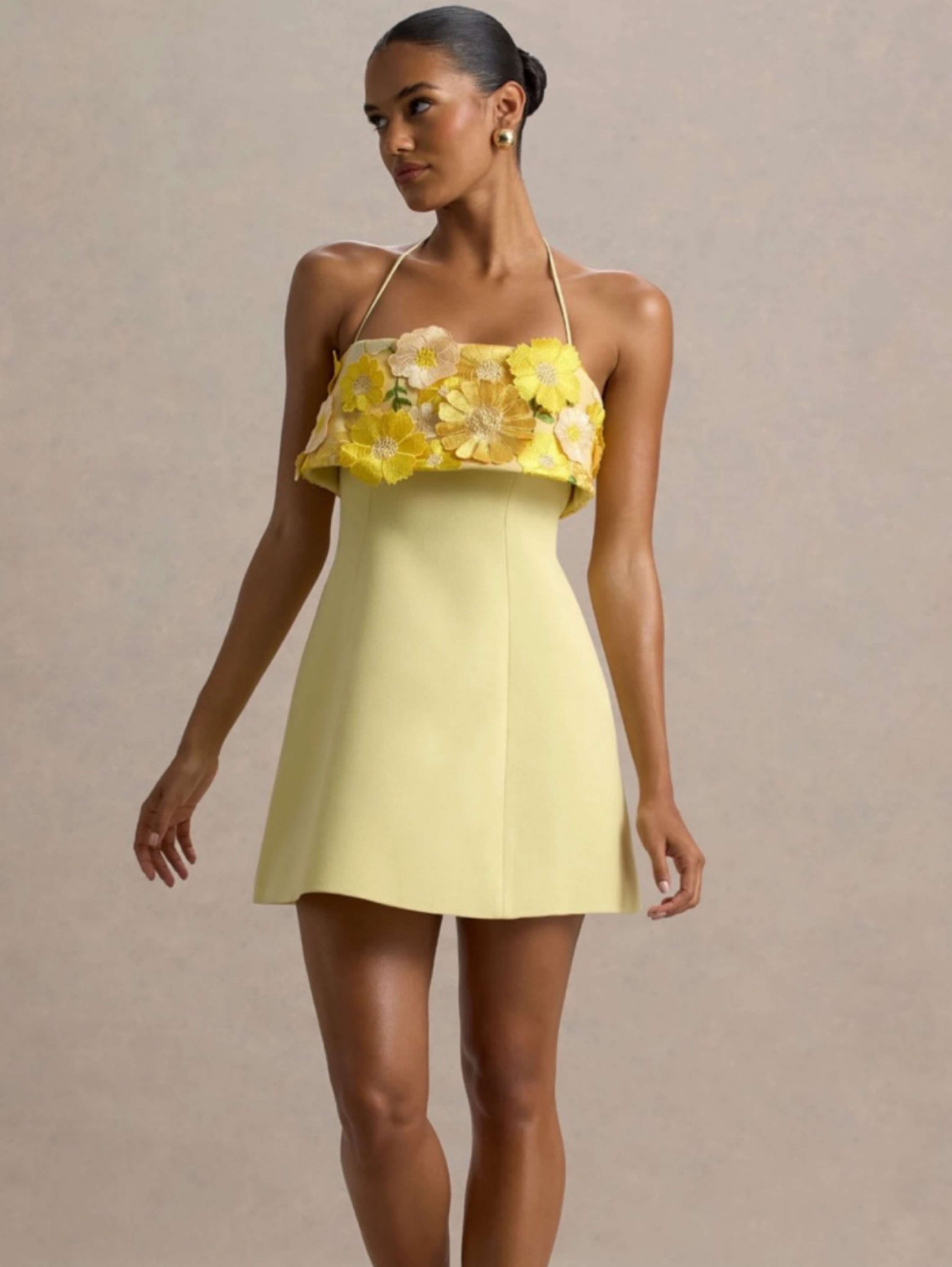 Club L London Shelley Lemon Floral Dress