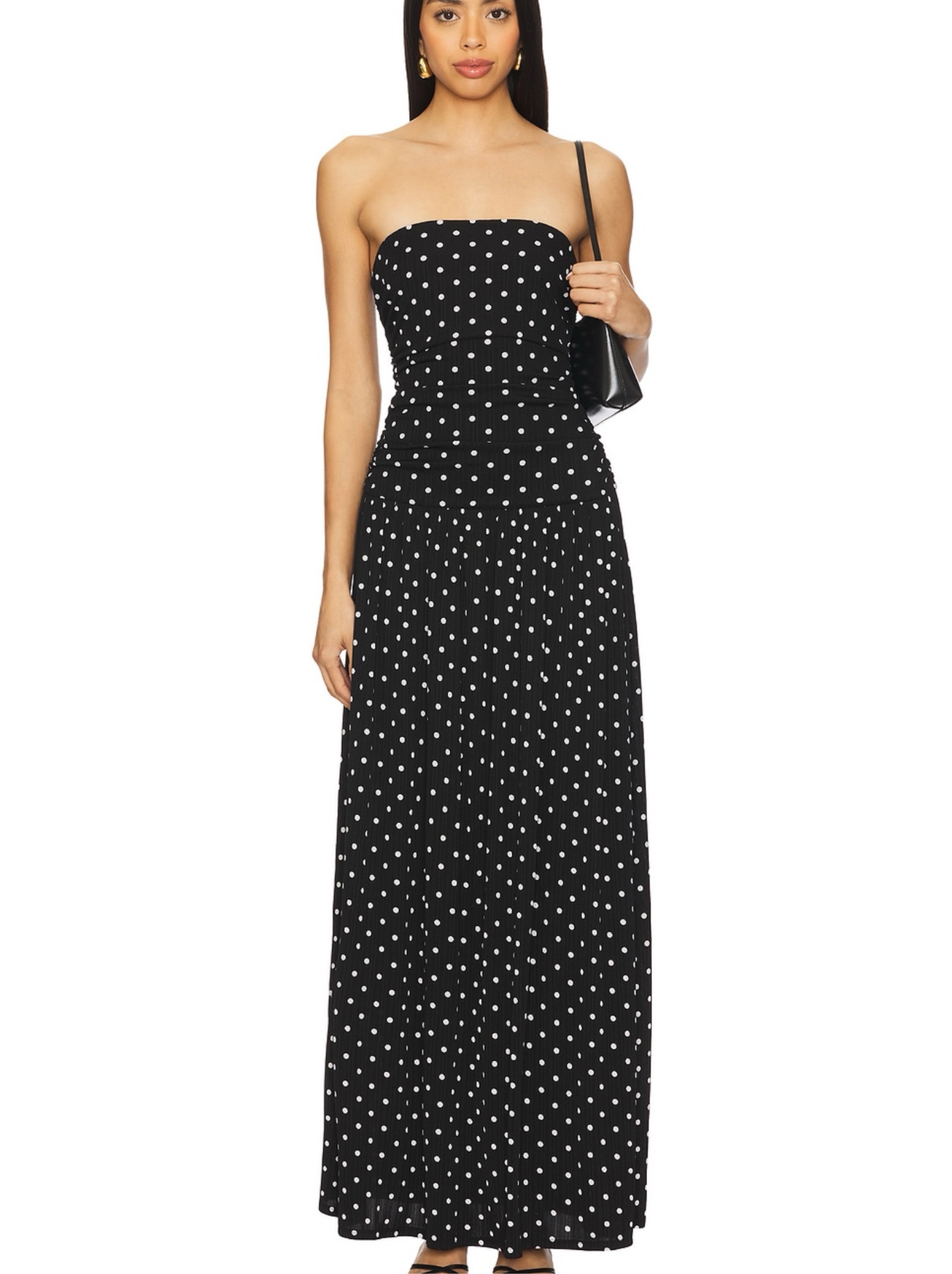 Black White Polka Dot Strapless Paraisa Maxi Dress by More To Come