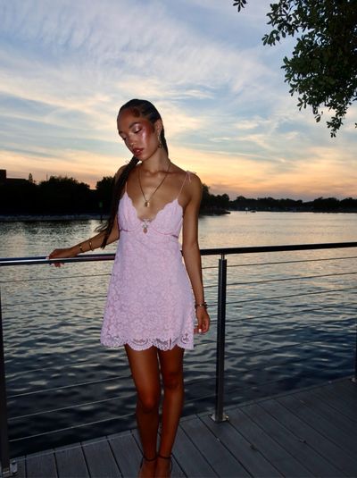 For Love and Lemons Creamsicle Lace Slip Dress by For Love