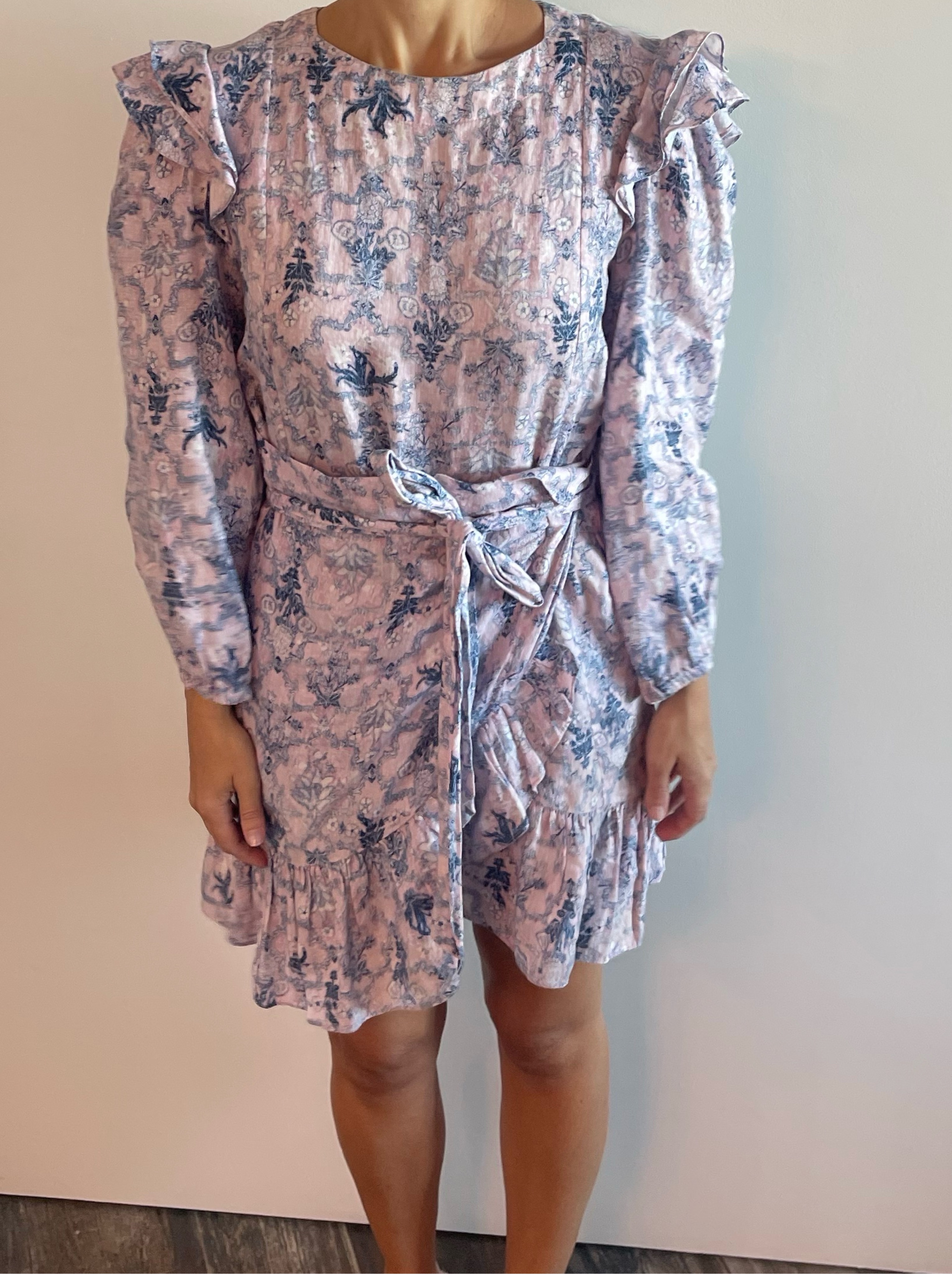 Isabel Marant Mauve Floral Print Wrap Dress