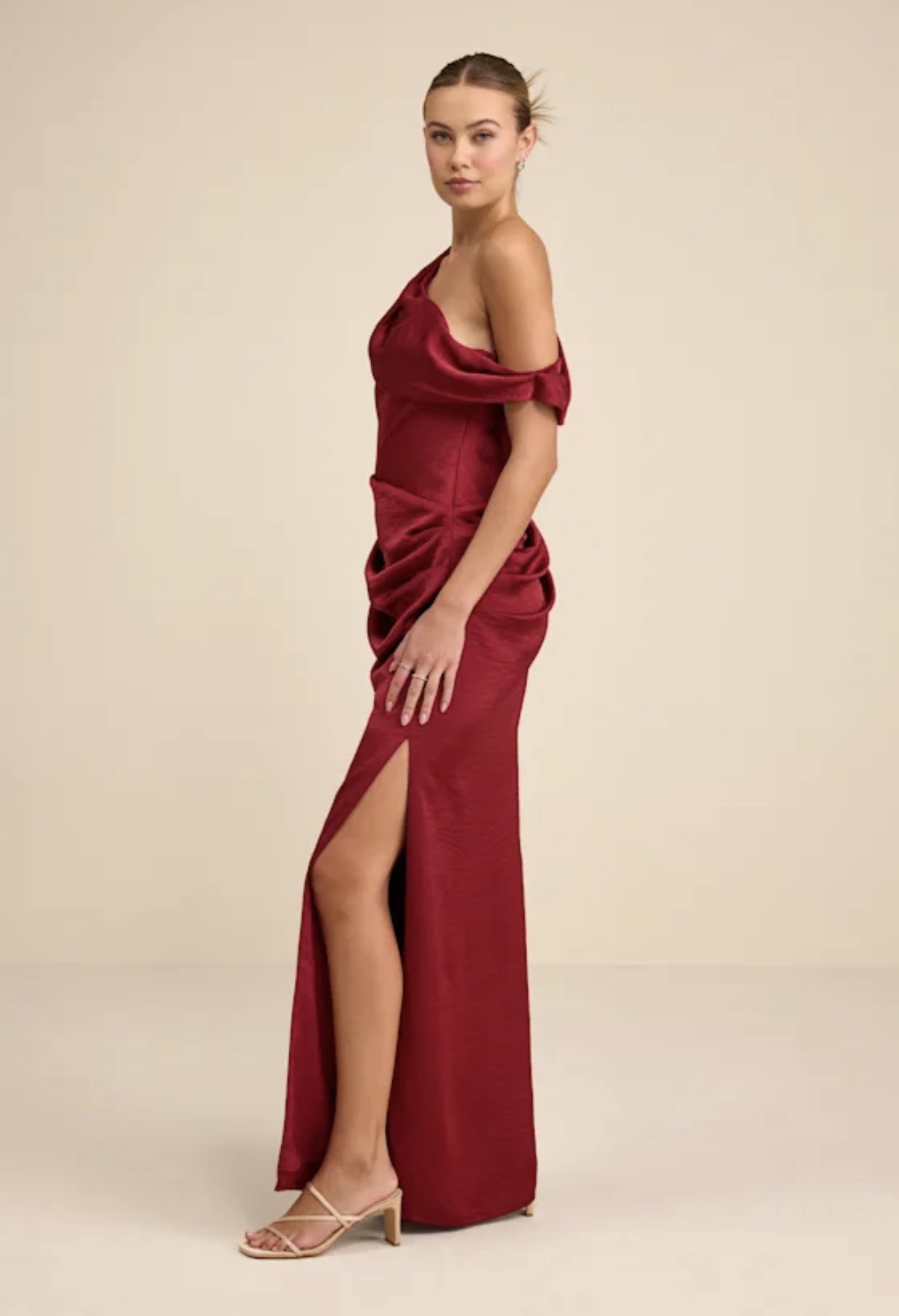 Lulus Asymmetrical Floor Length Dress by Lulus - Pickle