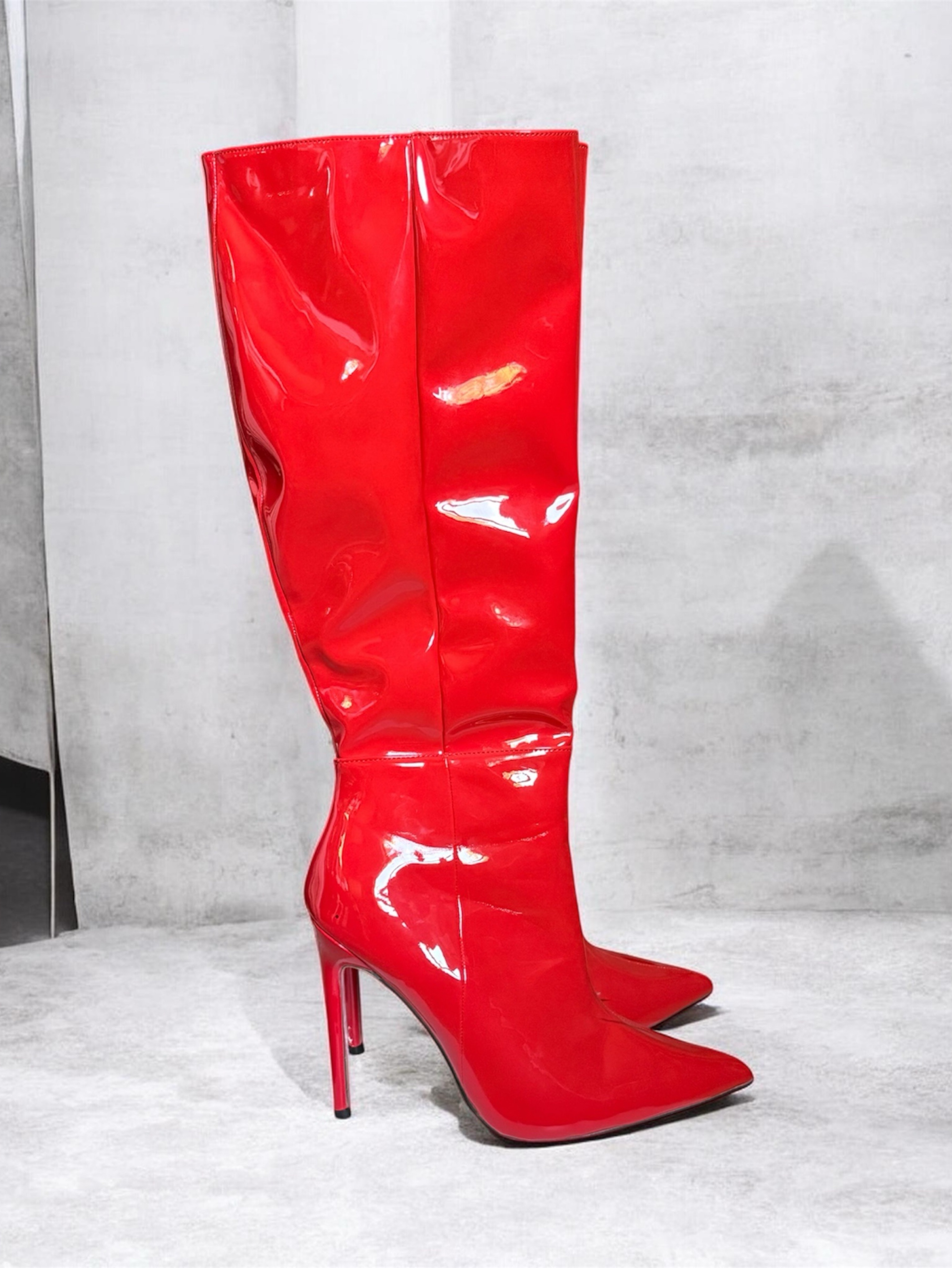 Vibrant red knee high boots size 9