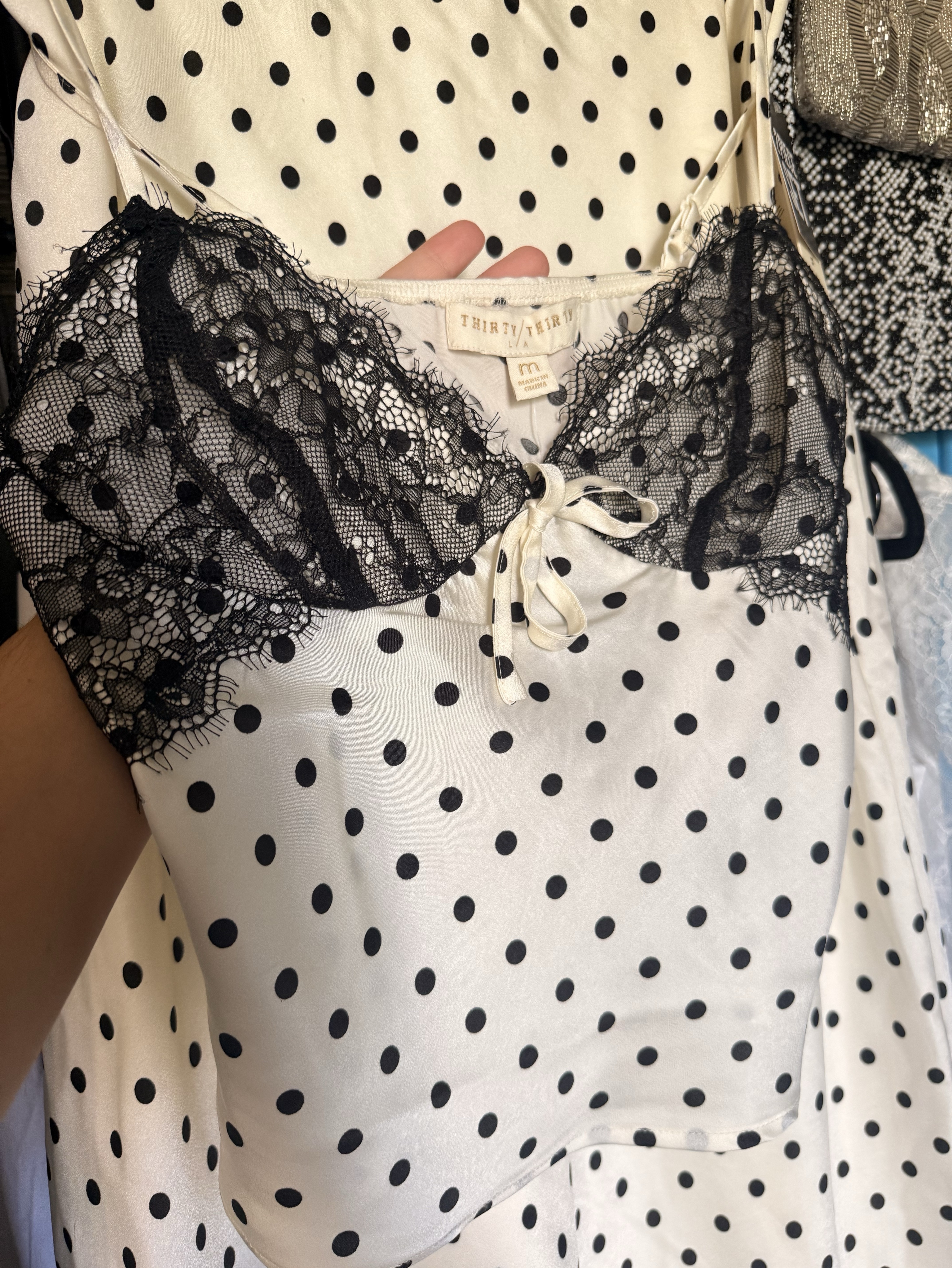 Thirty Thirty satin polka dot 2-piece set- size m
