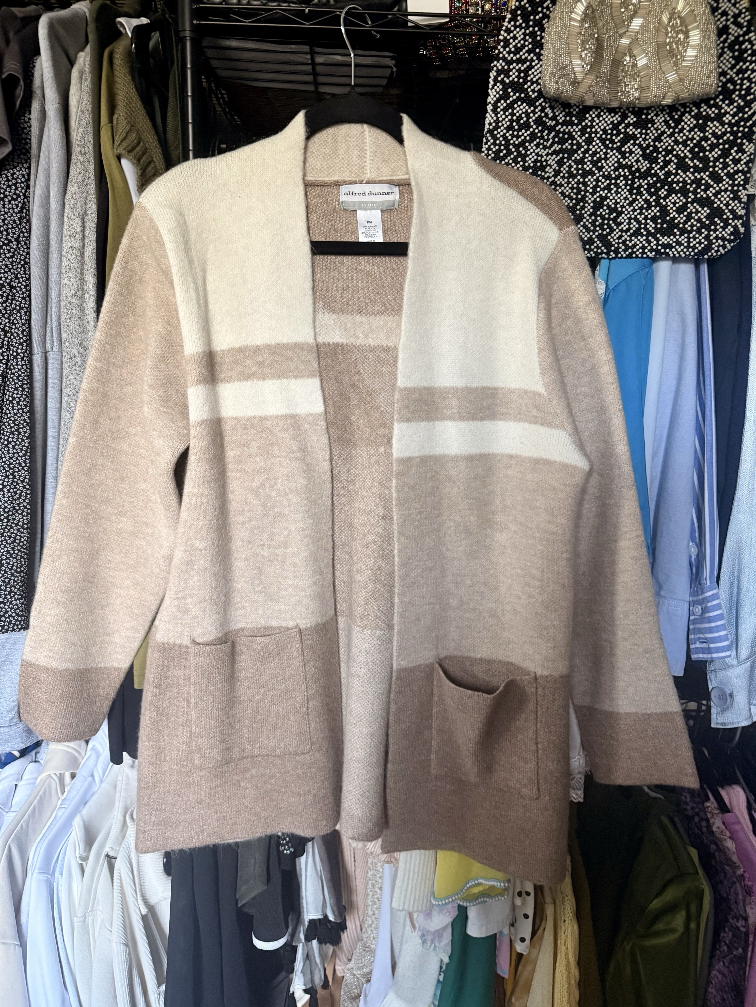 St. Moritz Blocked Cardigan Sweater- size petite