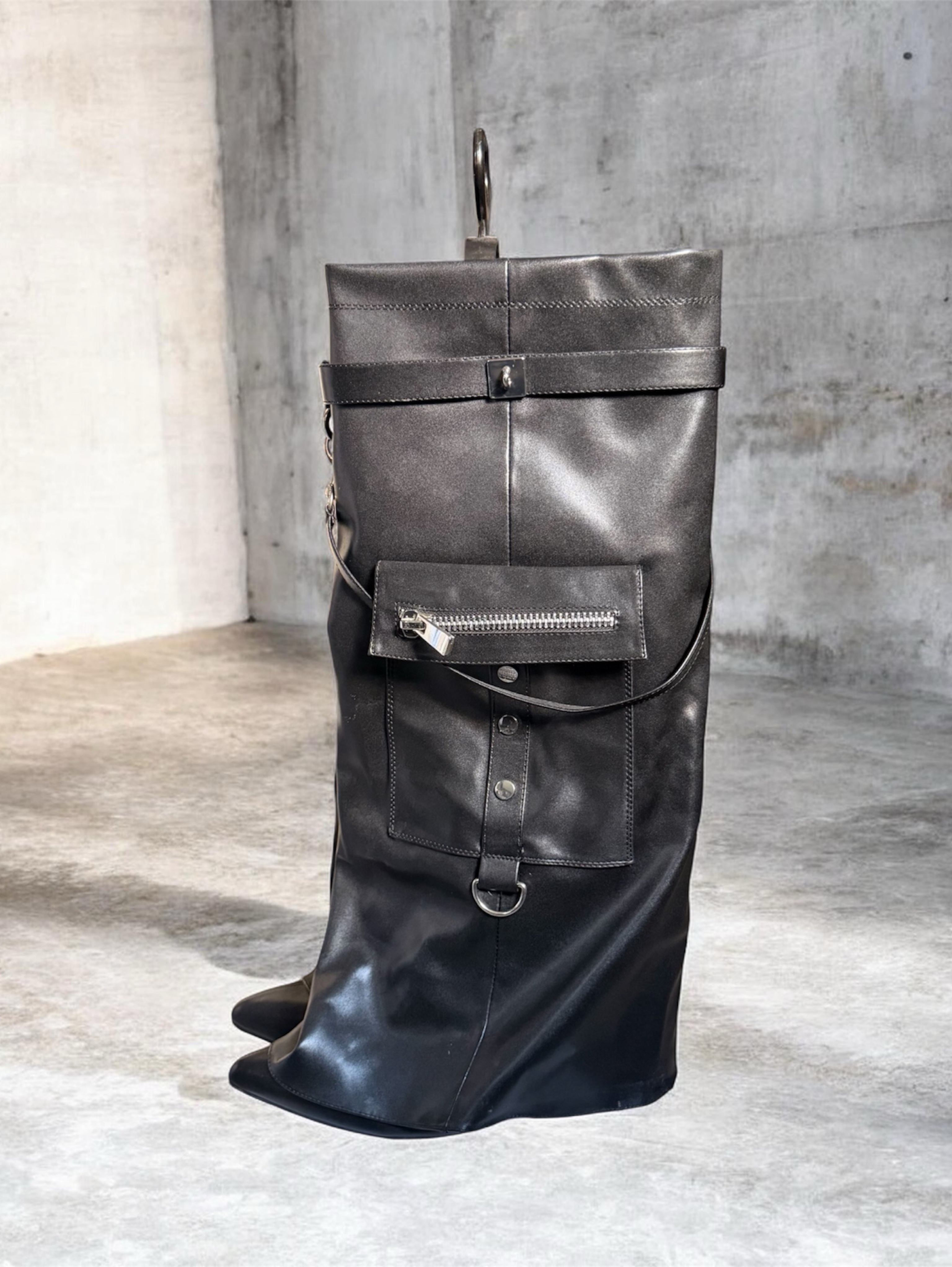 Givenchy inspired shark lock leather boots size 9