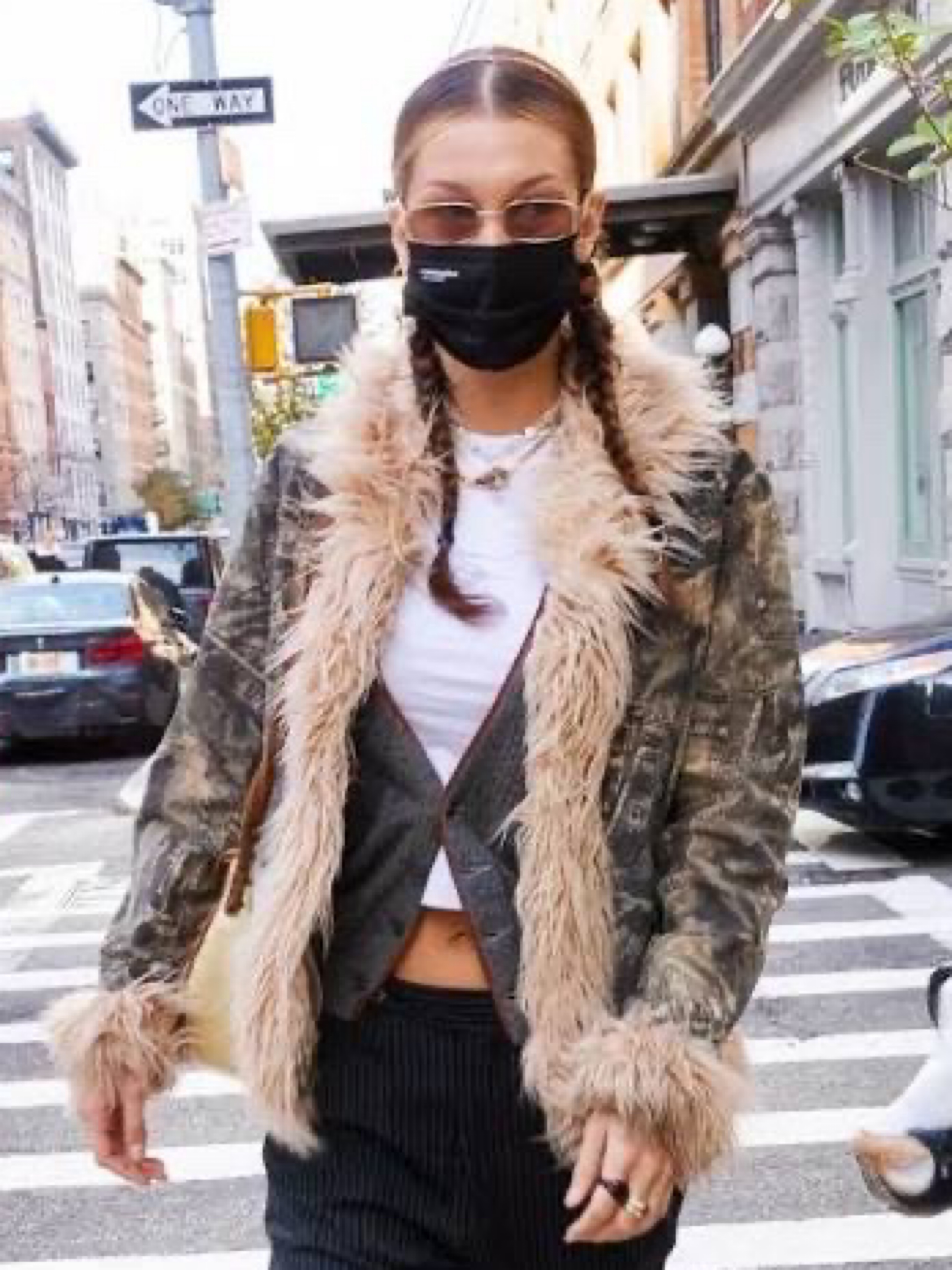Bella Hadid Vintage Wilsons Leather Maxima Camouflage Penny Lane Coat