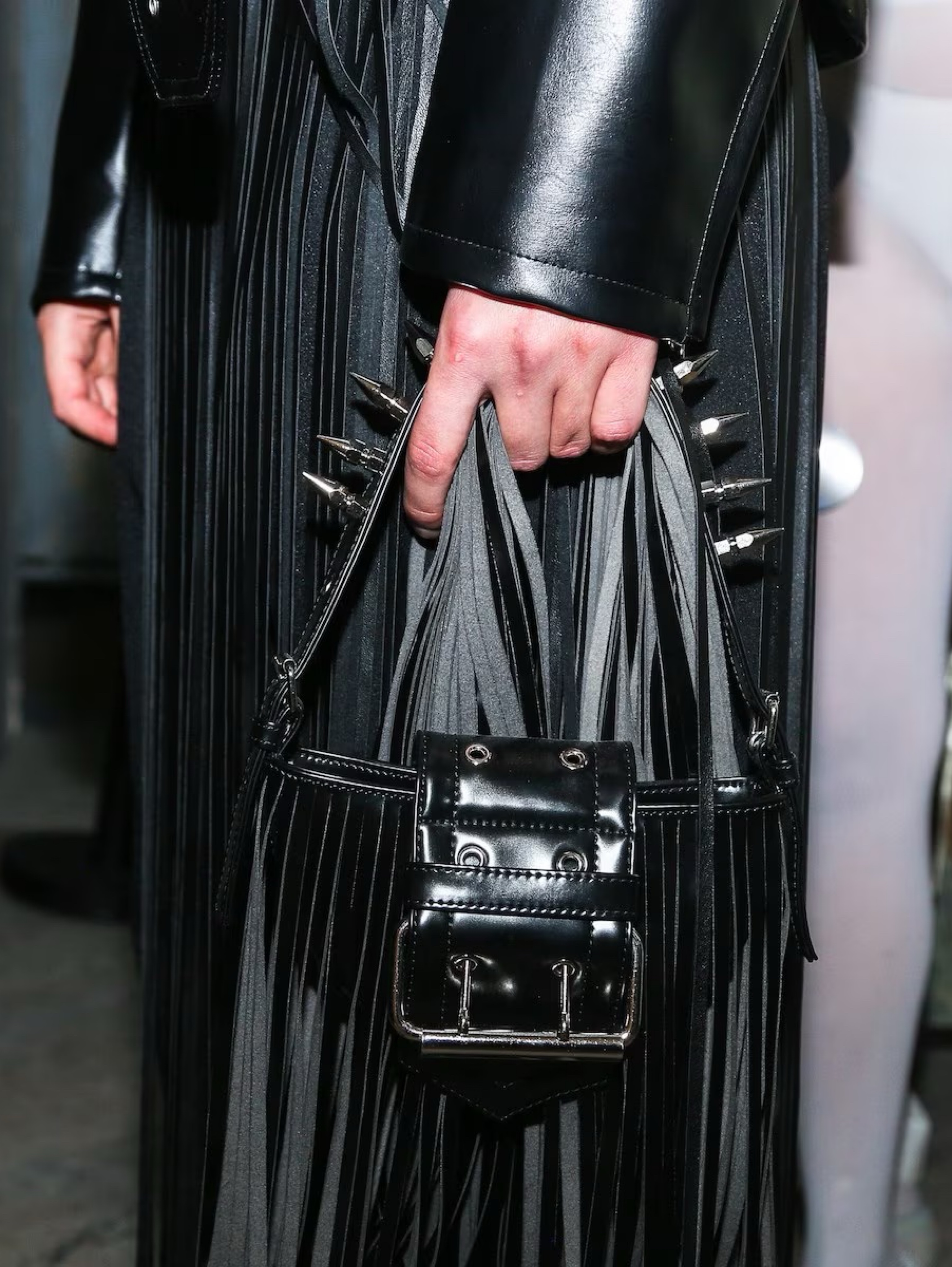 Vaquera Black Fringe Mini Chrome Buckle Shoulder Bag
